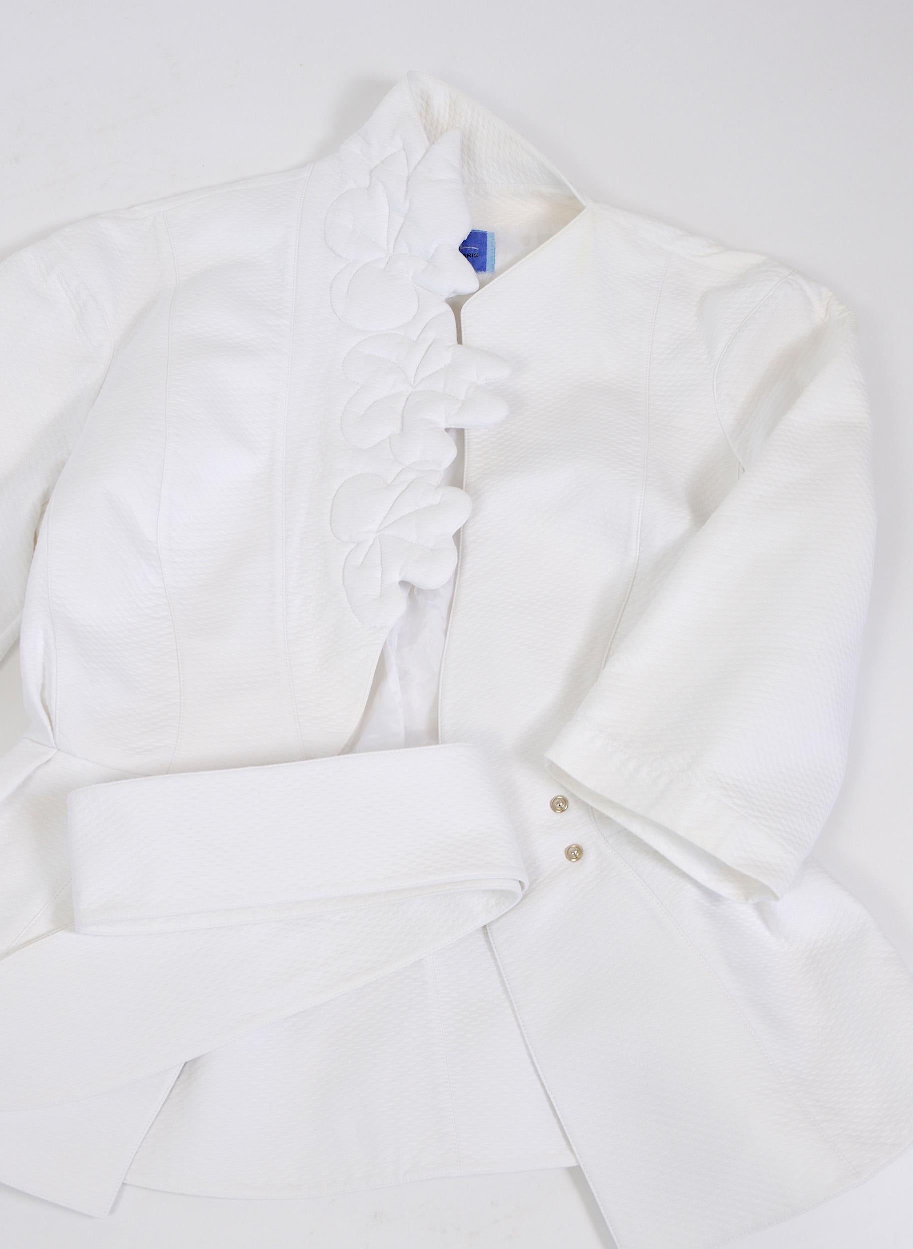 Thierry Mugler vintage crispy white cotton pique 1980s jacket 2