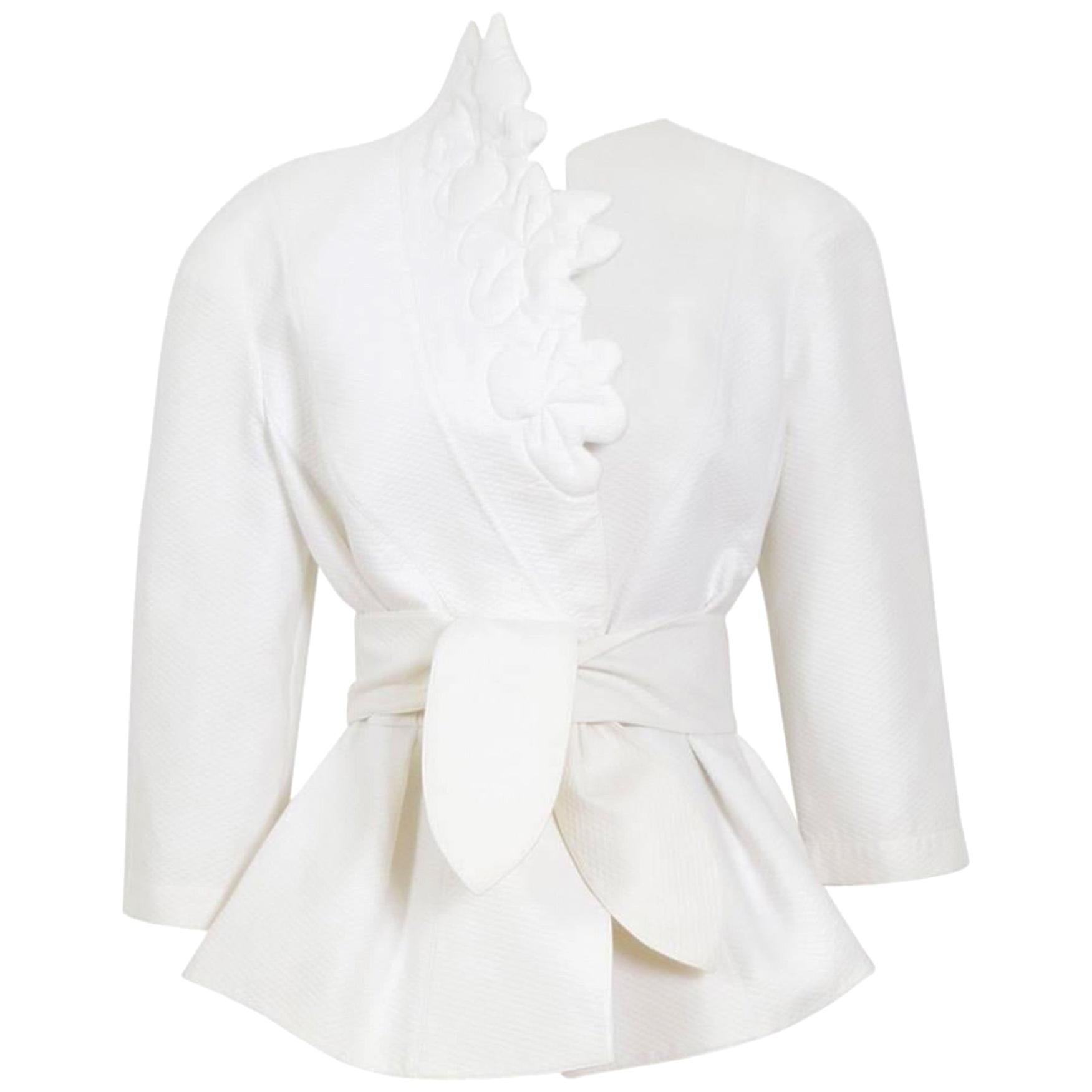 Thierry Mugler vintage crispy white cotton pique 1980s jacket