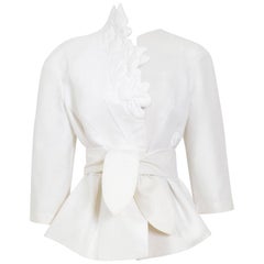 Thierry Mugler vintage crispy white cotton pique 1980s jacket