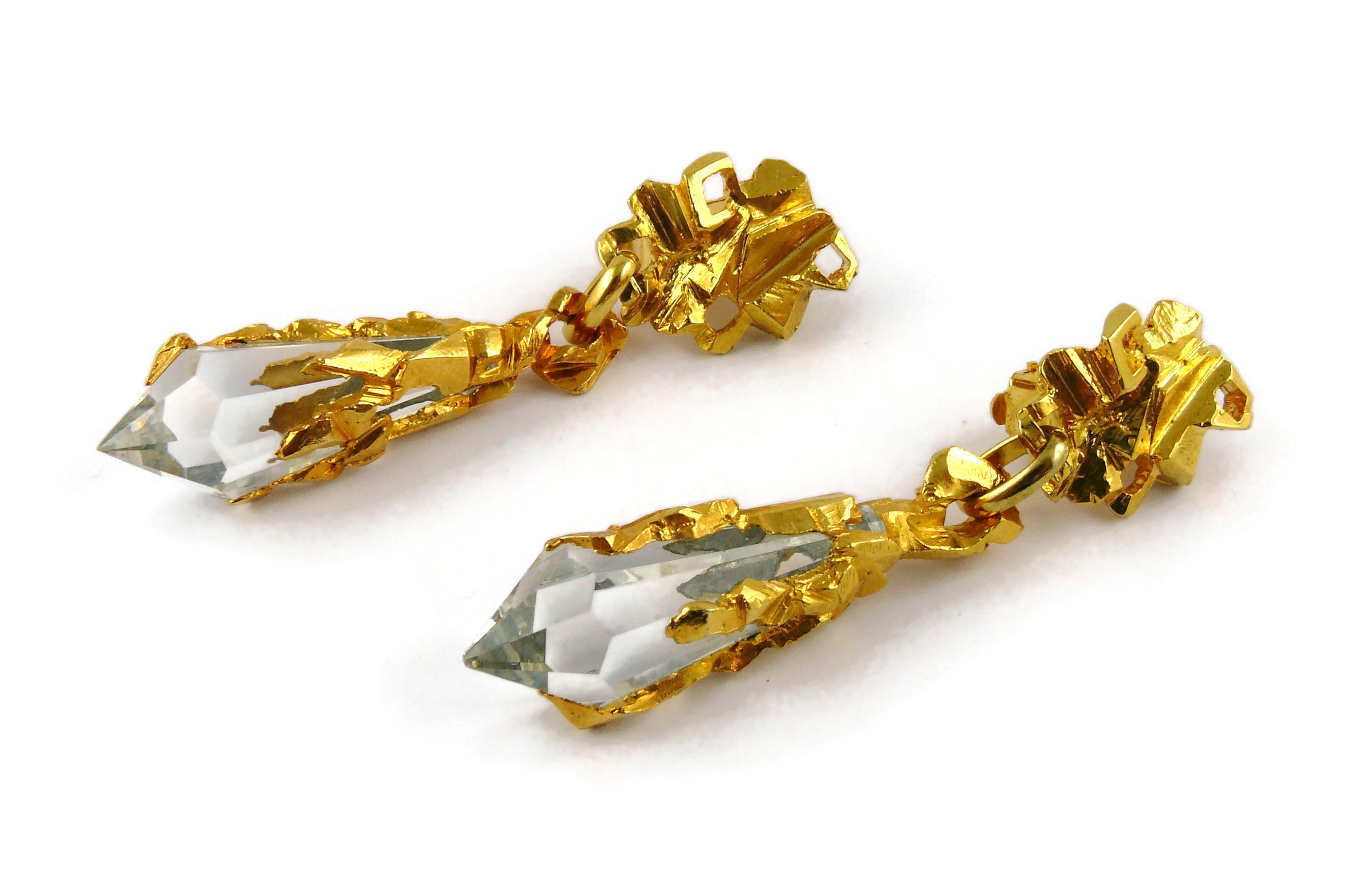 Thierry Mugler Vintage Crystal Prisms Dangling Earrings In Good Condition In Nice, FR