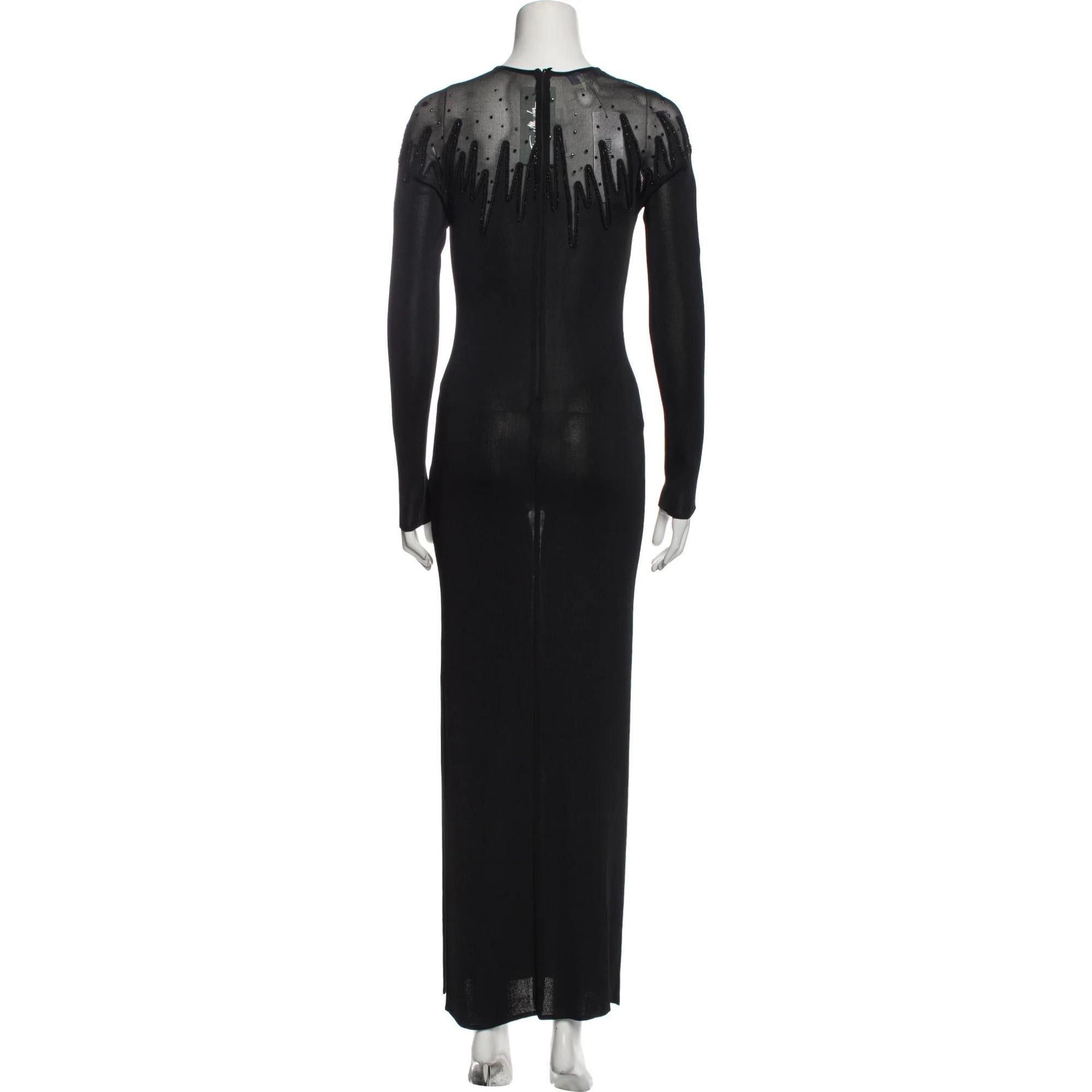 Thierry Mugler Vintage Embellished Black Long Dress (XS) In Good Condition In Montreal, Quebec