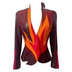 Thierry Mugler Vintage Flame Color Block Leather Jacket