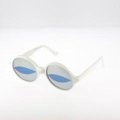 Thierry Mugler 1990s Vintage Unisex White Acetate Round Sunglasses