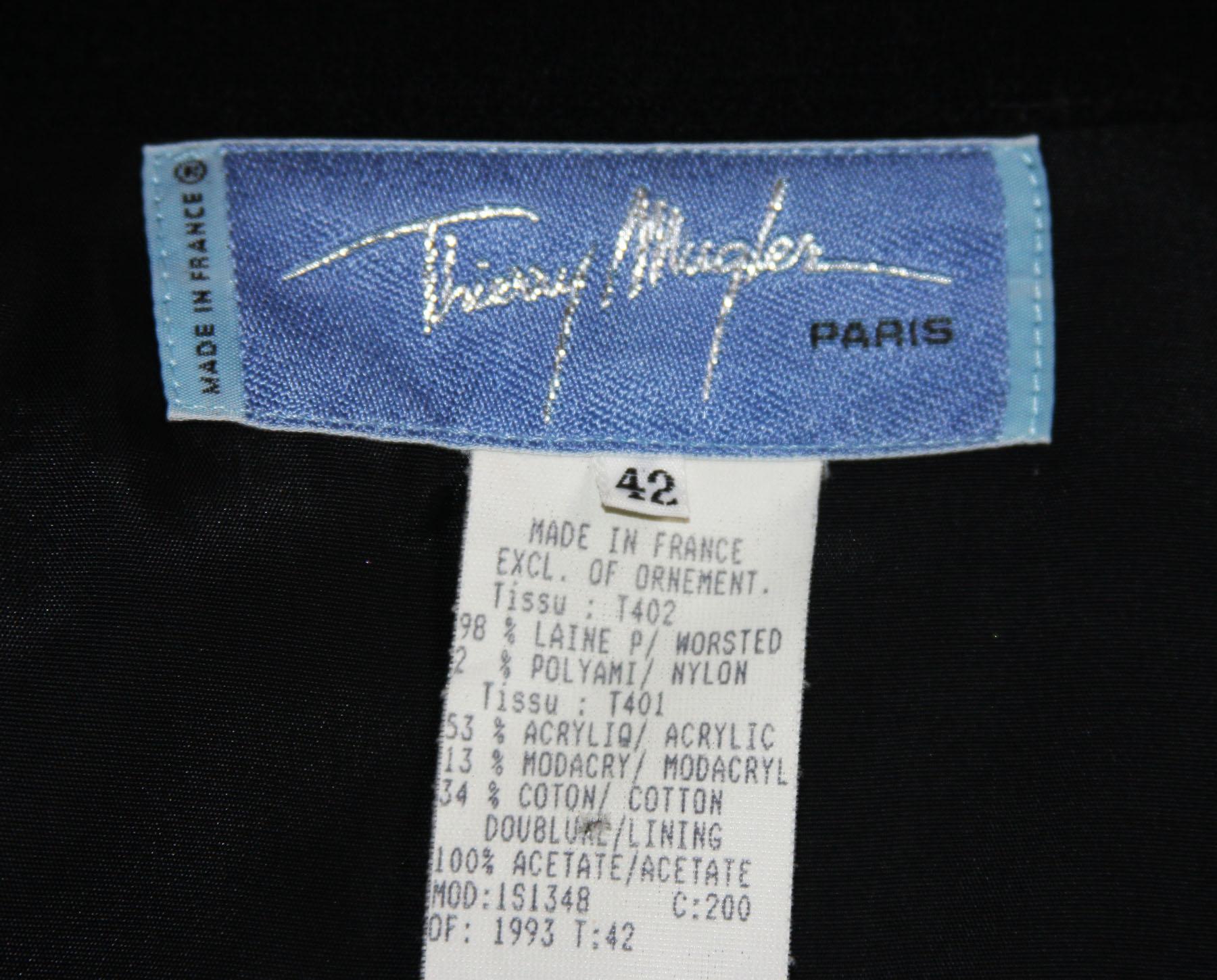 Thierry Mugler Vintage Fur Trim Exclusive Fox Face Brooch Wool Tailcoat Blazer 1