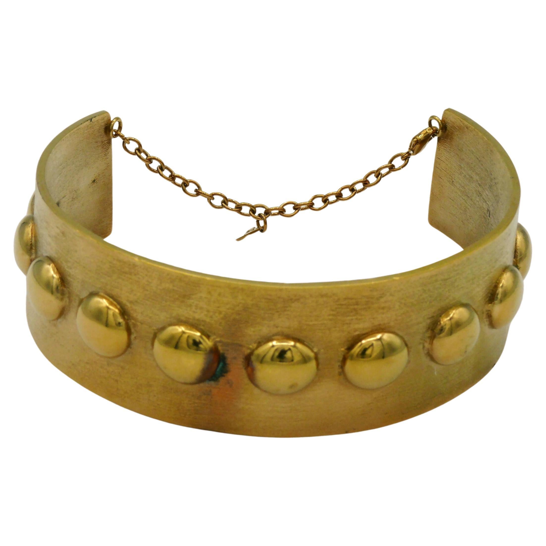 THIERRY MUGLER Vintage Gold Tone Choker Necklace For Sale