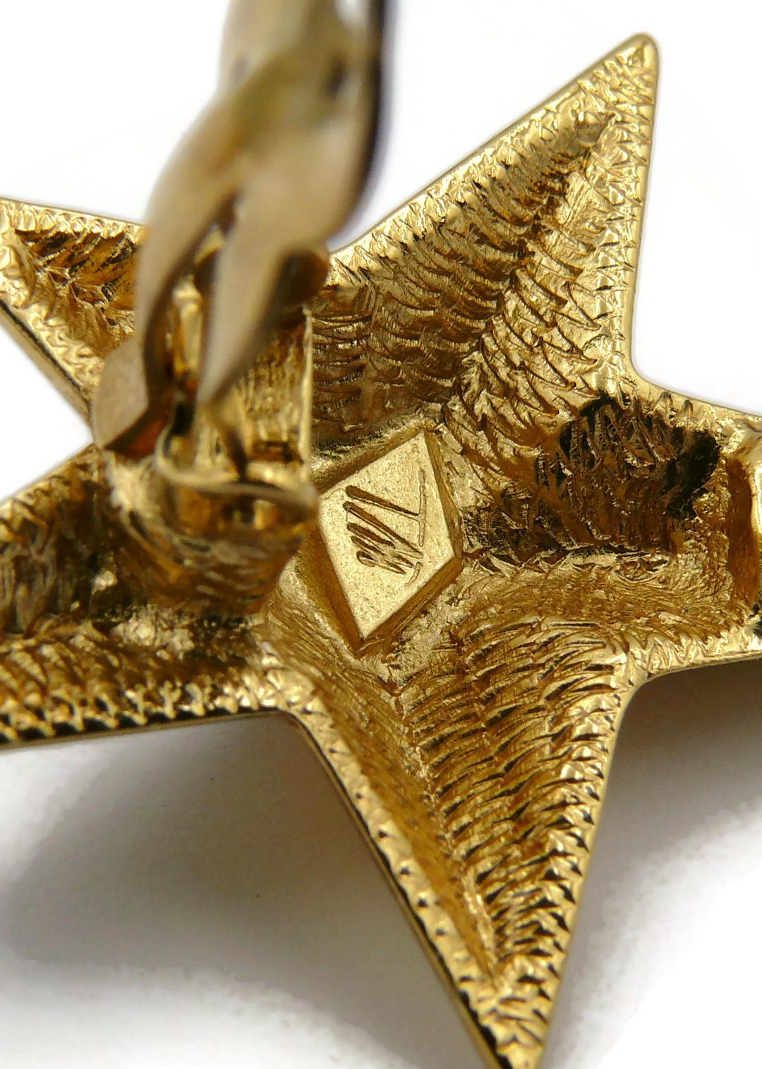 THIERRY MUGLER Vintage Gold Tone Iconic Star Clip-On Earrings 5