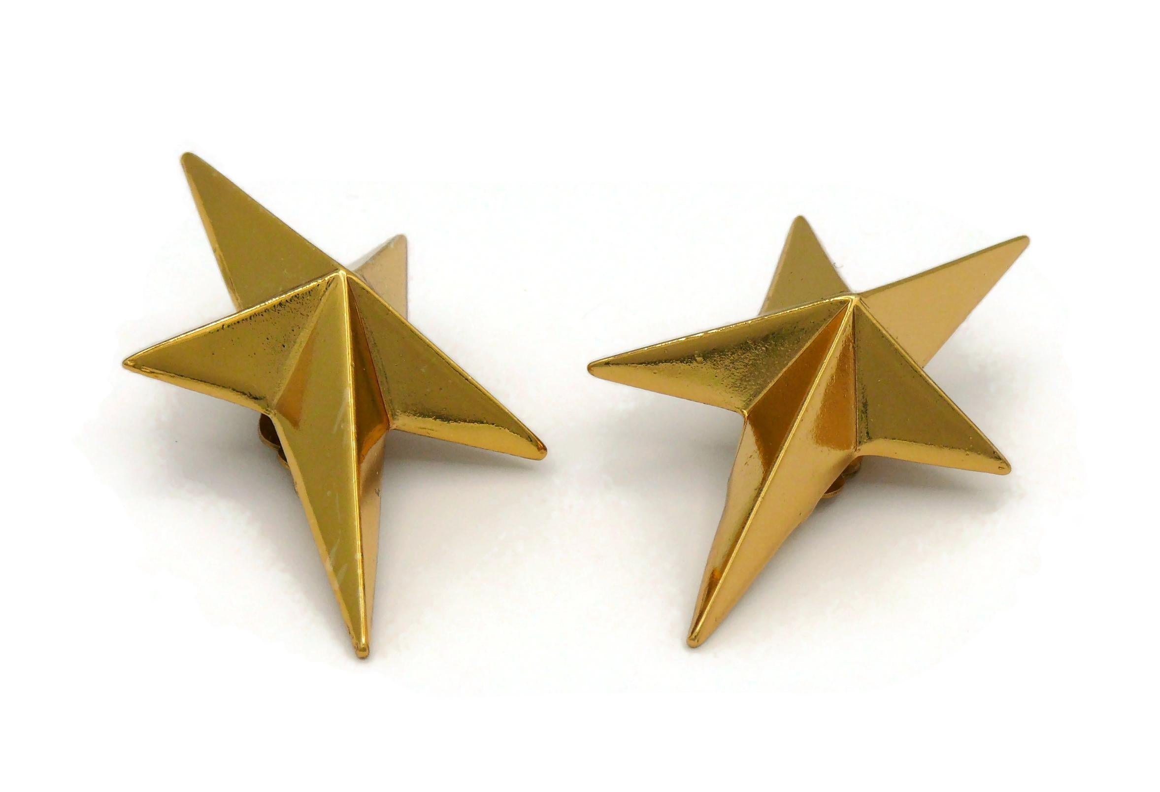 Women's THIERRY MUGLER Vintage Gold Tone Iconic Star Clip-On Earrings