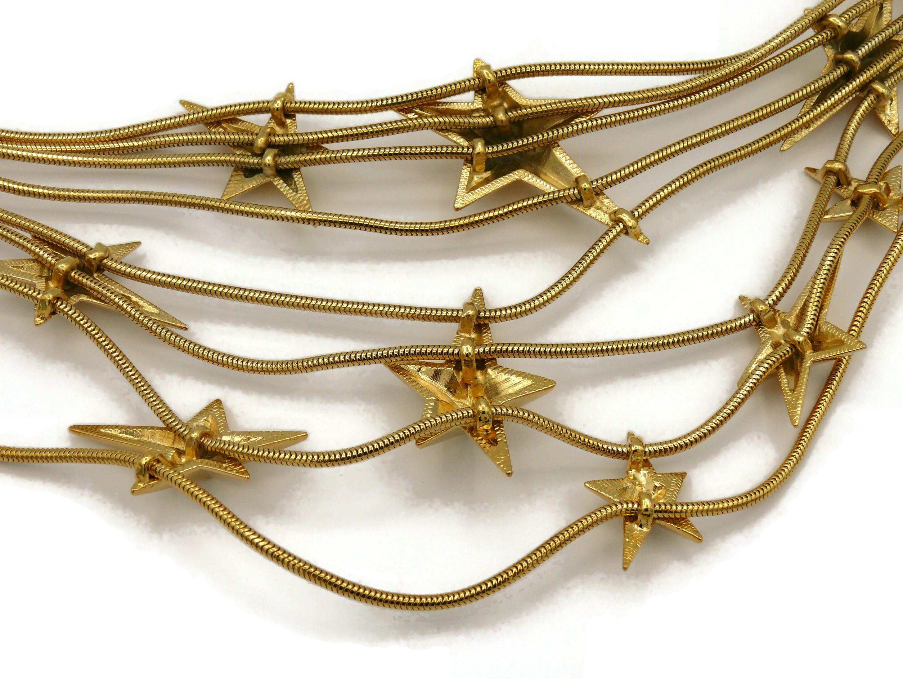THIERRY MUGLER Vintage Gold Tone Stars Choker Necklace 6