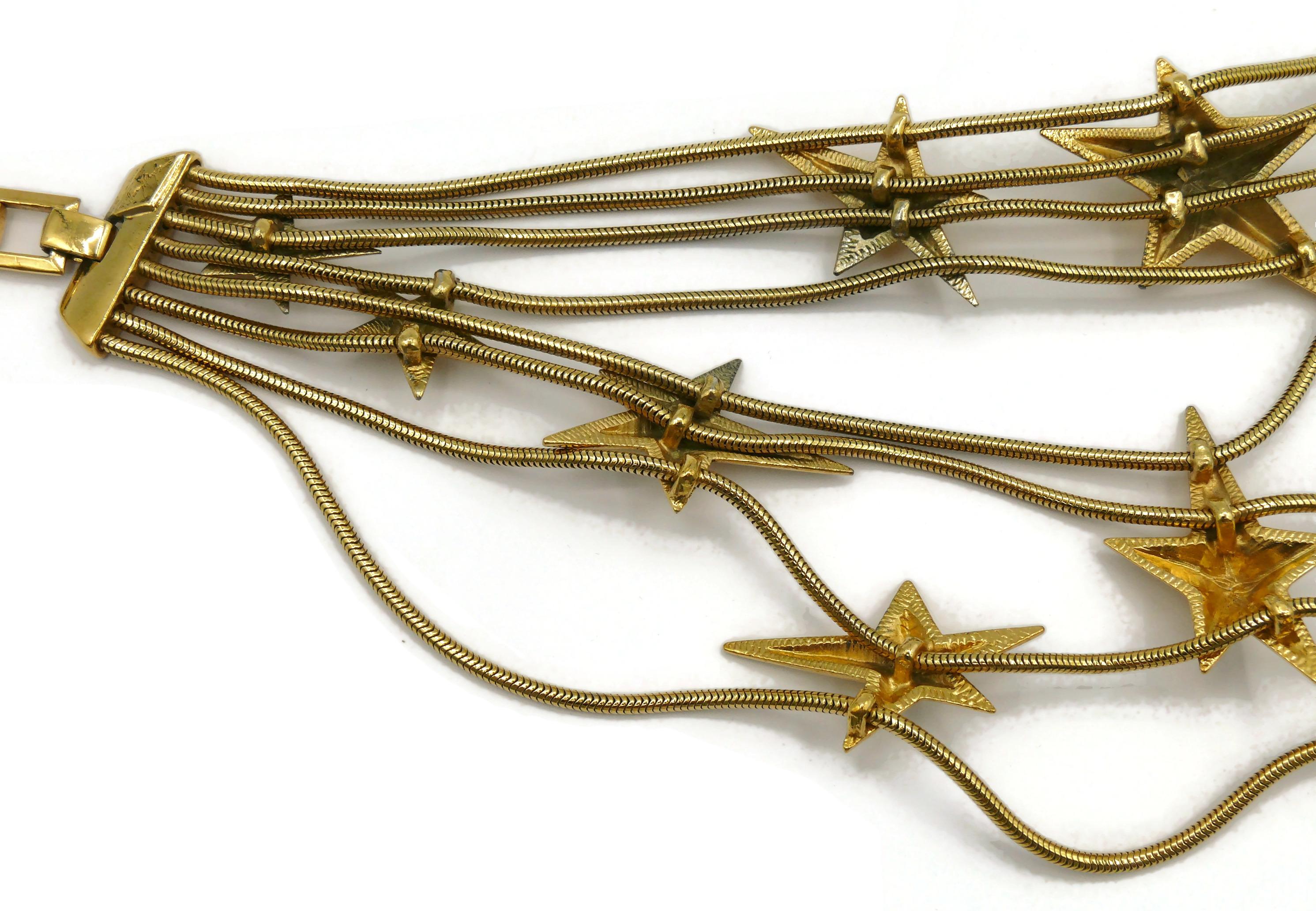 THIERRY MUGLER Vintage Gold Tone Stars Choker Necklace For Sale 9