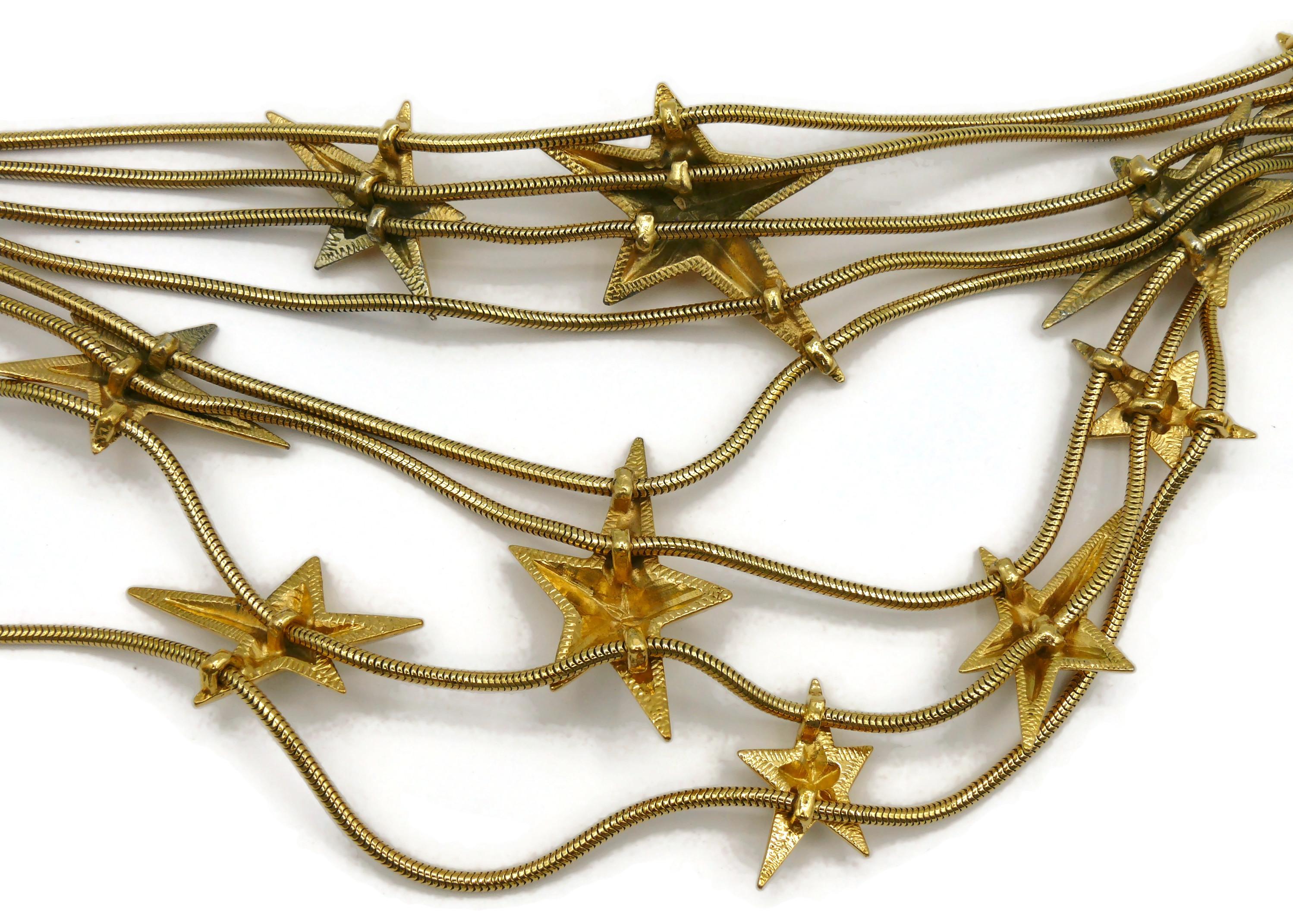 THIERRY MUGLER Vintage Gold Tone Stars Choker Necklace For Sale 10