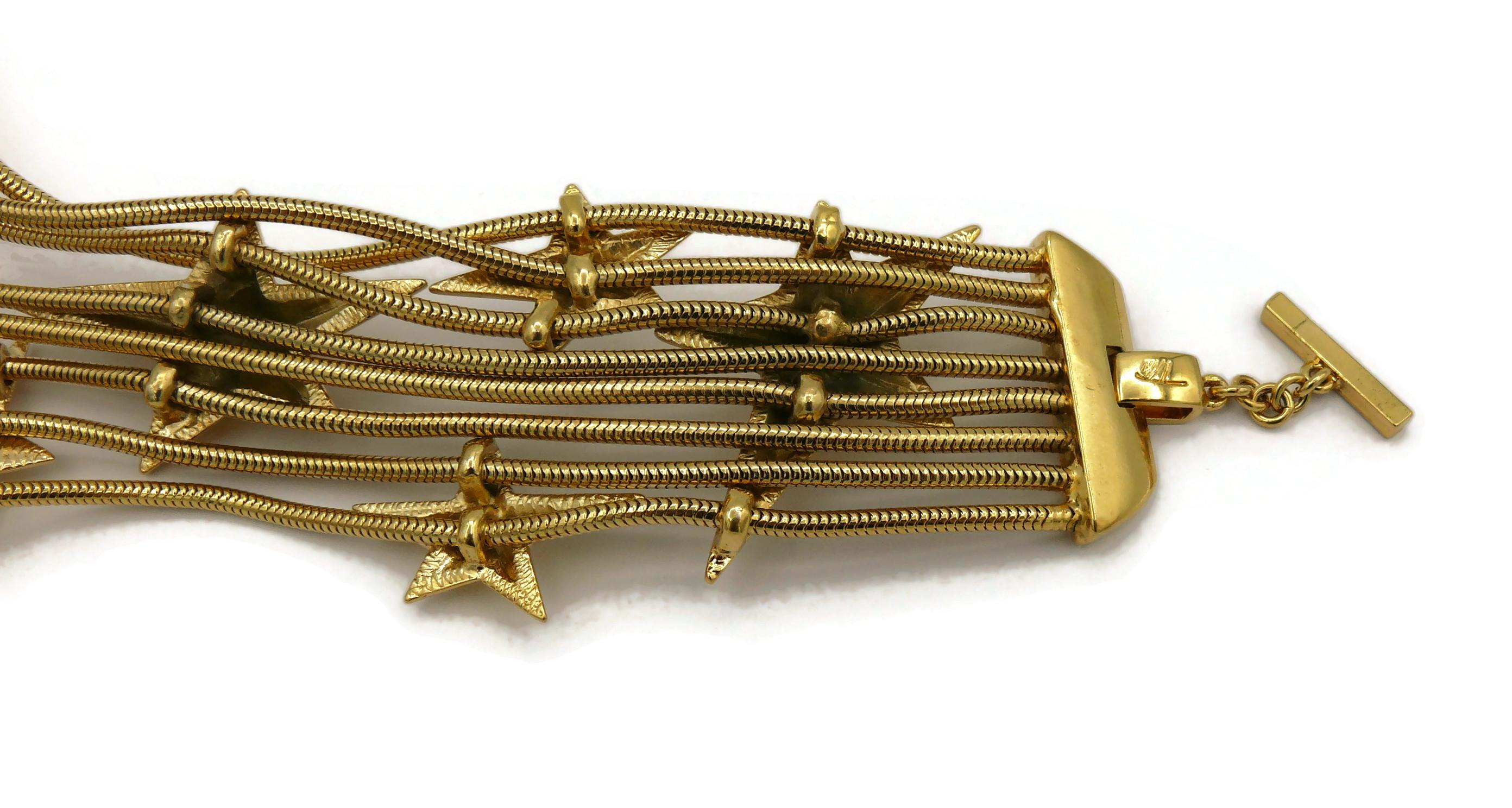 THIERRY MUGLER Vintage Gold Tone Stars Choker Necklace 8