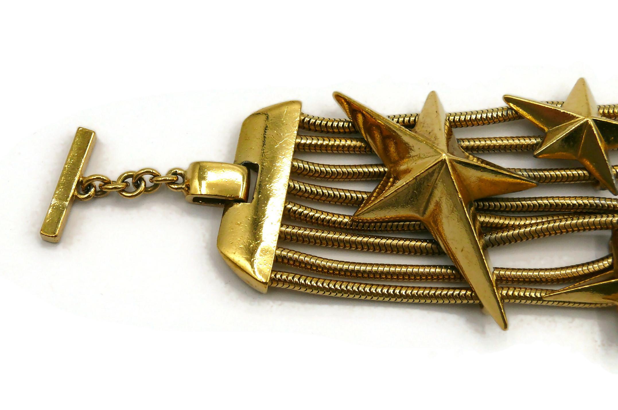 Women's THIERRY MUGLER Vintage Gold Tone Stars Choker Necklace For Sale