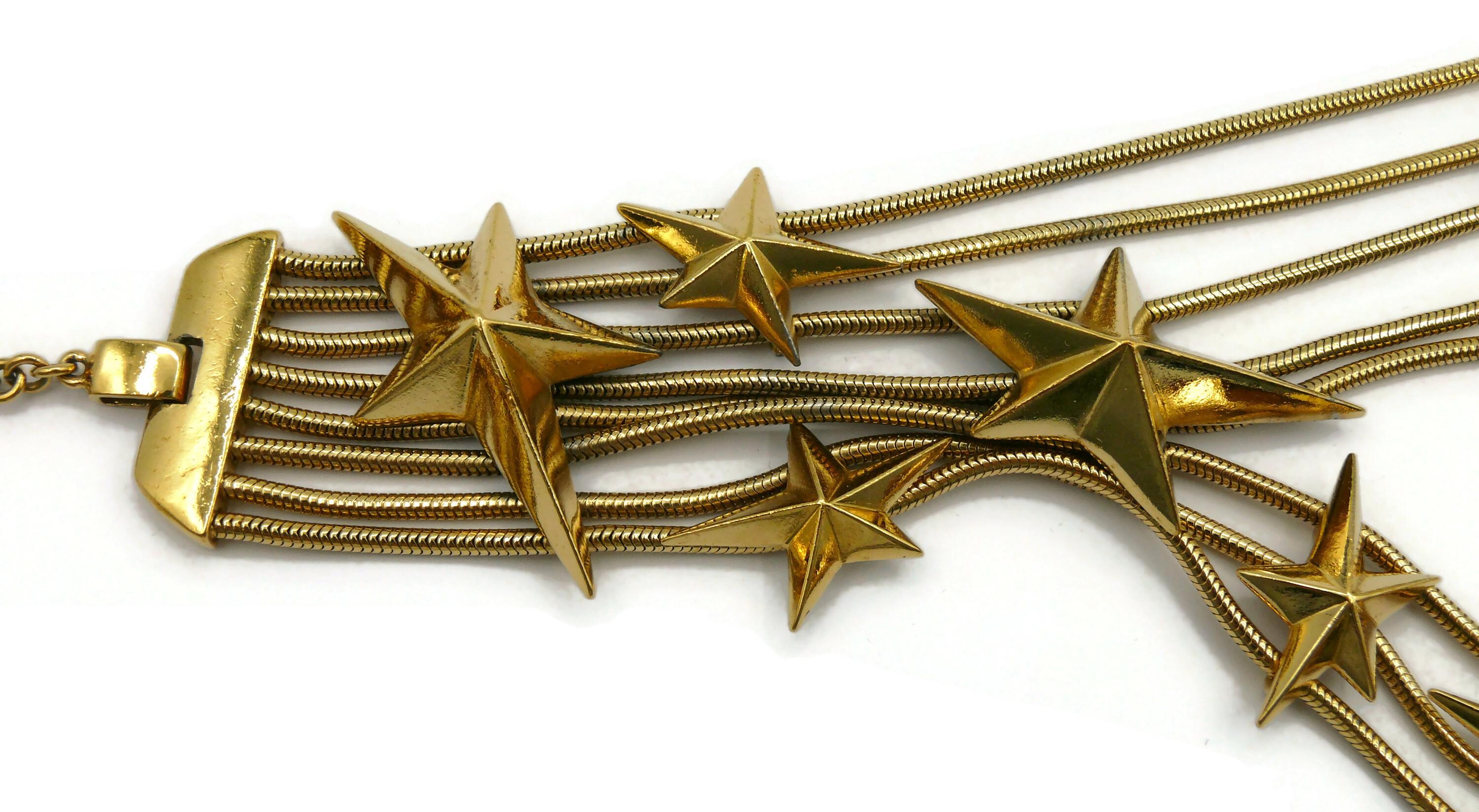 THIERRY MUGLER Vintage Gold Tone Stars Choker Necklace For Sale 1