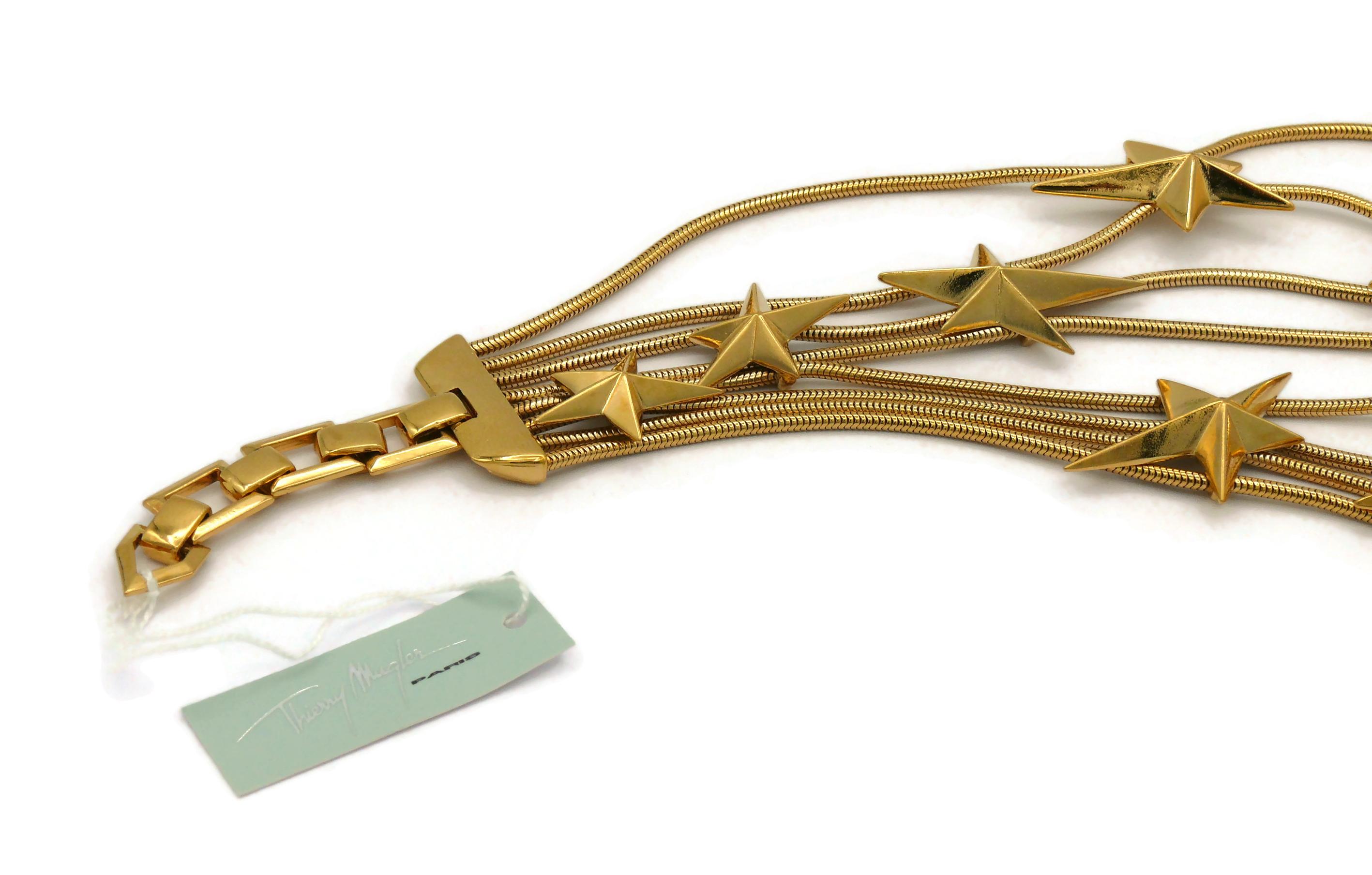 Women's THIERRY MUGLER Vintage Gold Tone Stars Choker Necklace
