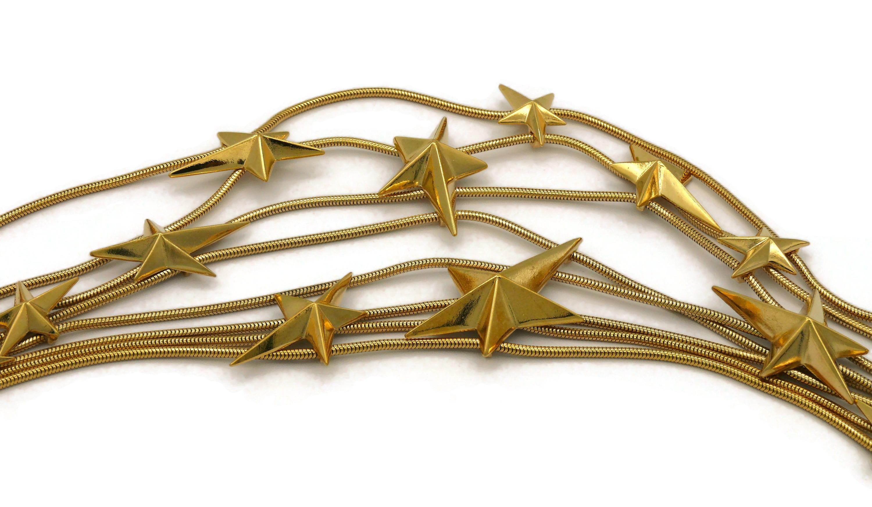 THIERRY MUGLER Vintage Gold Tone Stars Choker Necklace 1