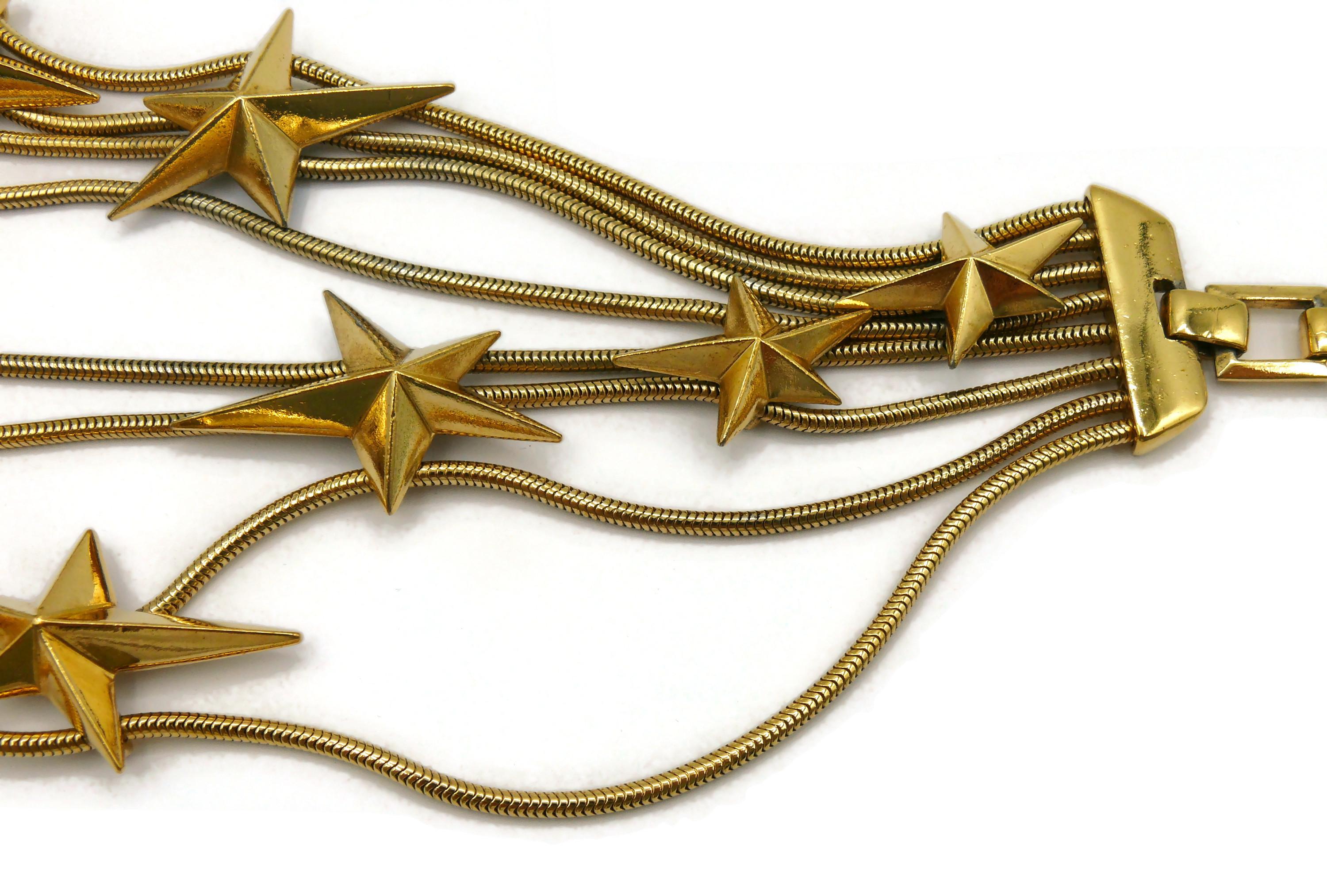 THIERRY MUGLER Vintage Gold Tone Stars Choker Necklace For Sale 5
