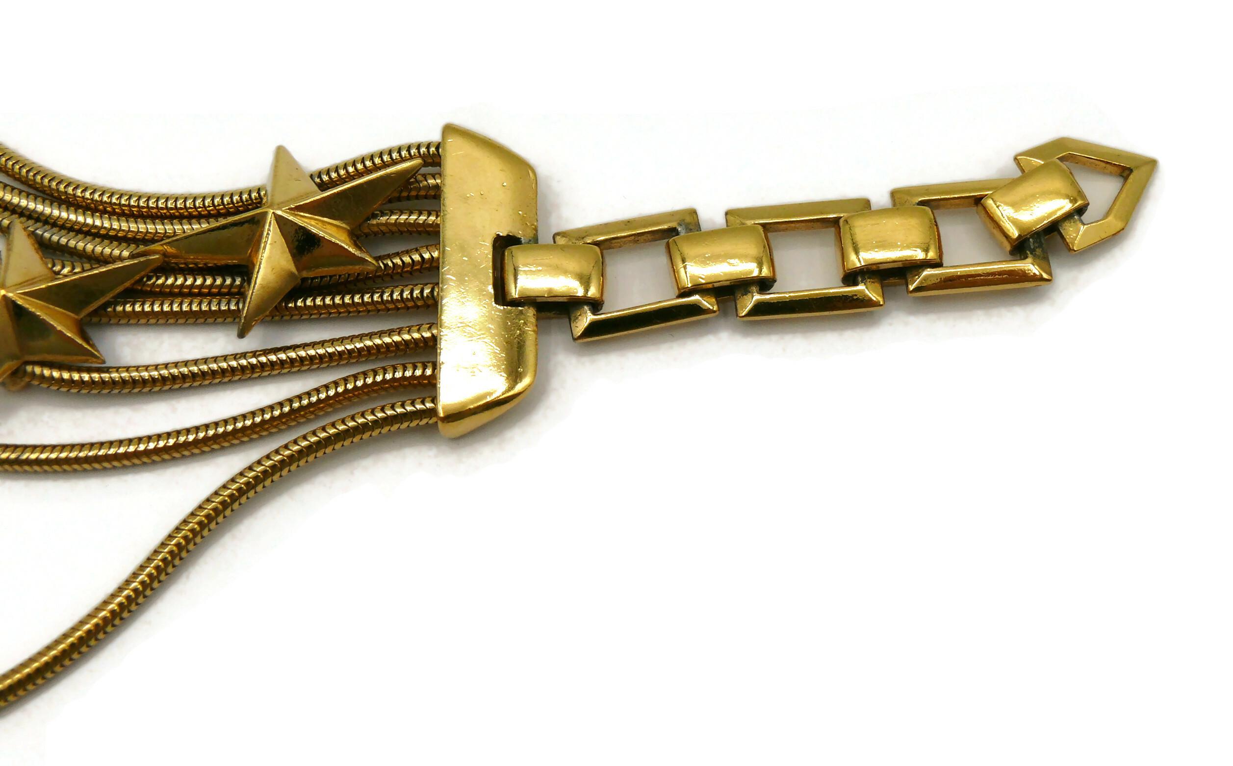 THIERRY MUGLER Vintage Gold Tone Stars Choker Necklace For Sale 6