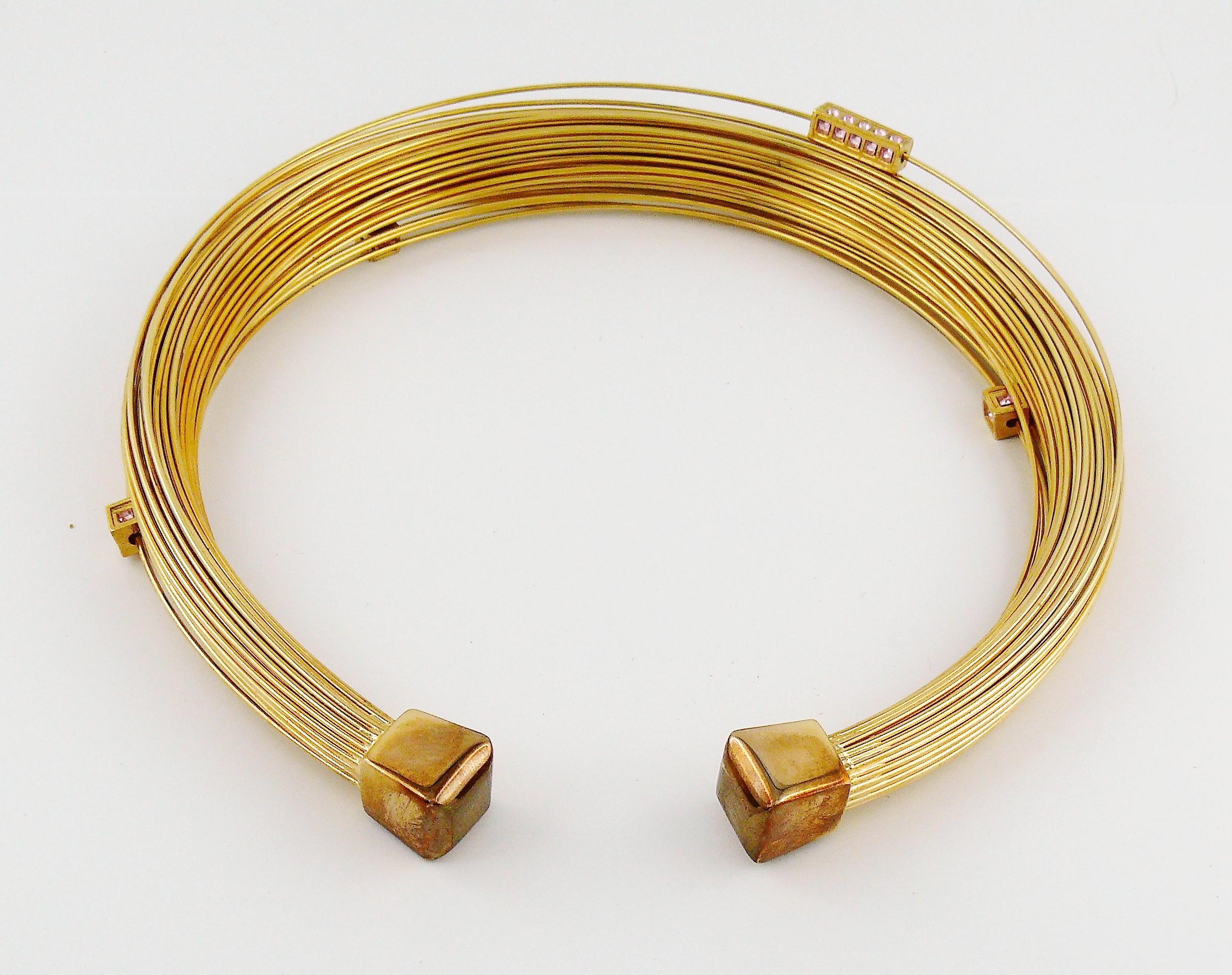 Thierry Mugler Vintage Gold Toned Bundled Wires Choker Necklace For Sale 3