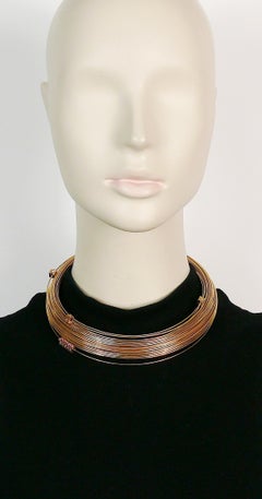 Thierry Mugler Vintage Gold Toned Bundled Wires Choker Necklace