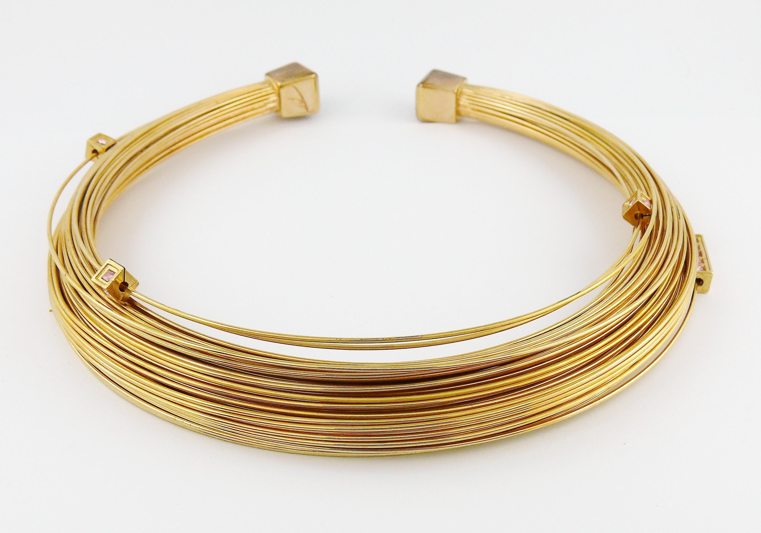 Thierry Mugler Vintage Gold Toned Bundled Wires Choker Necklace In Good Condition For Sale In Nice, FR