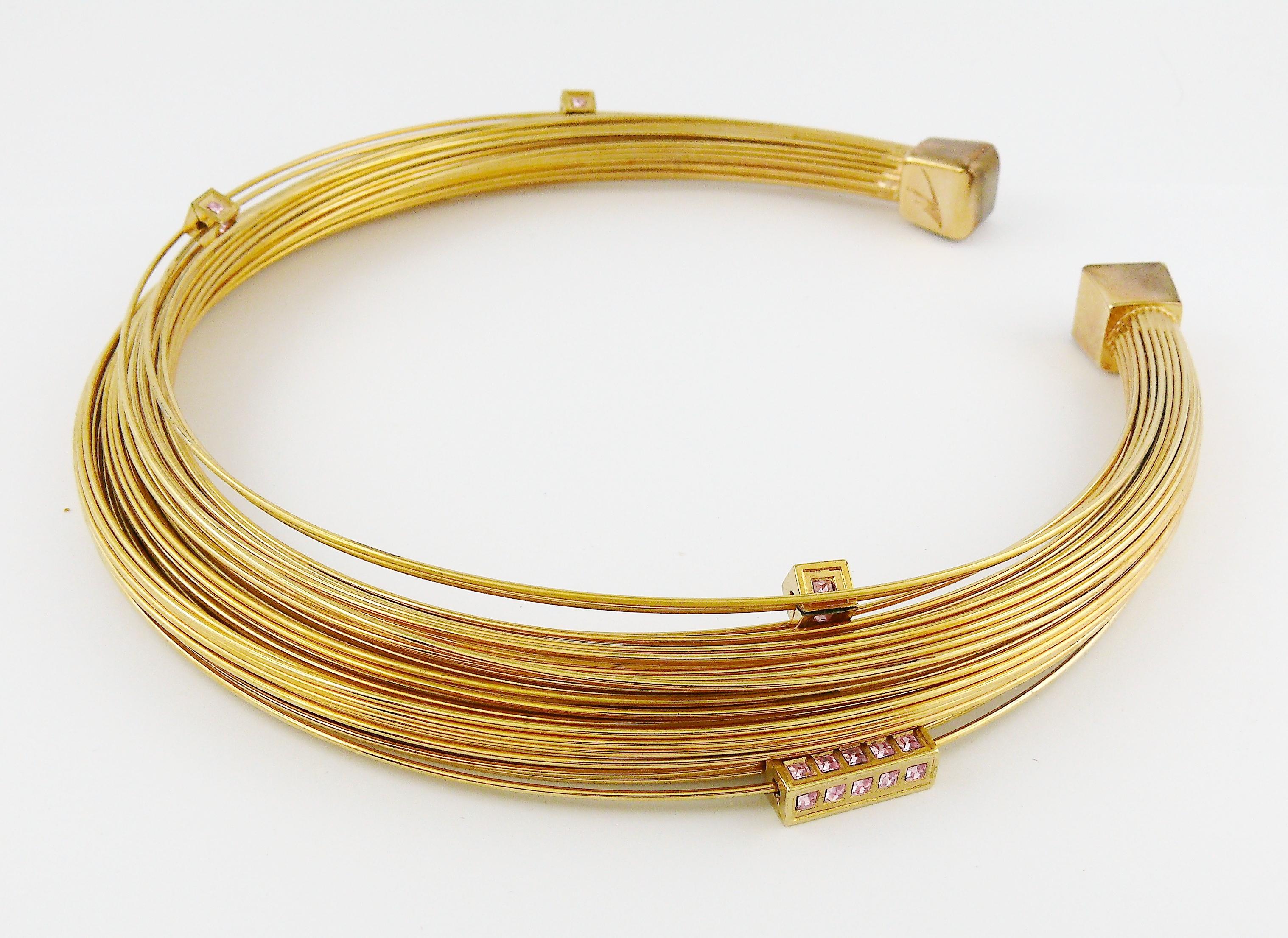 Women's Thierry Mugler Vintage Gold Toned Bundled Wires Choker Necklace For Sale