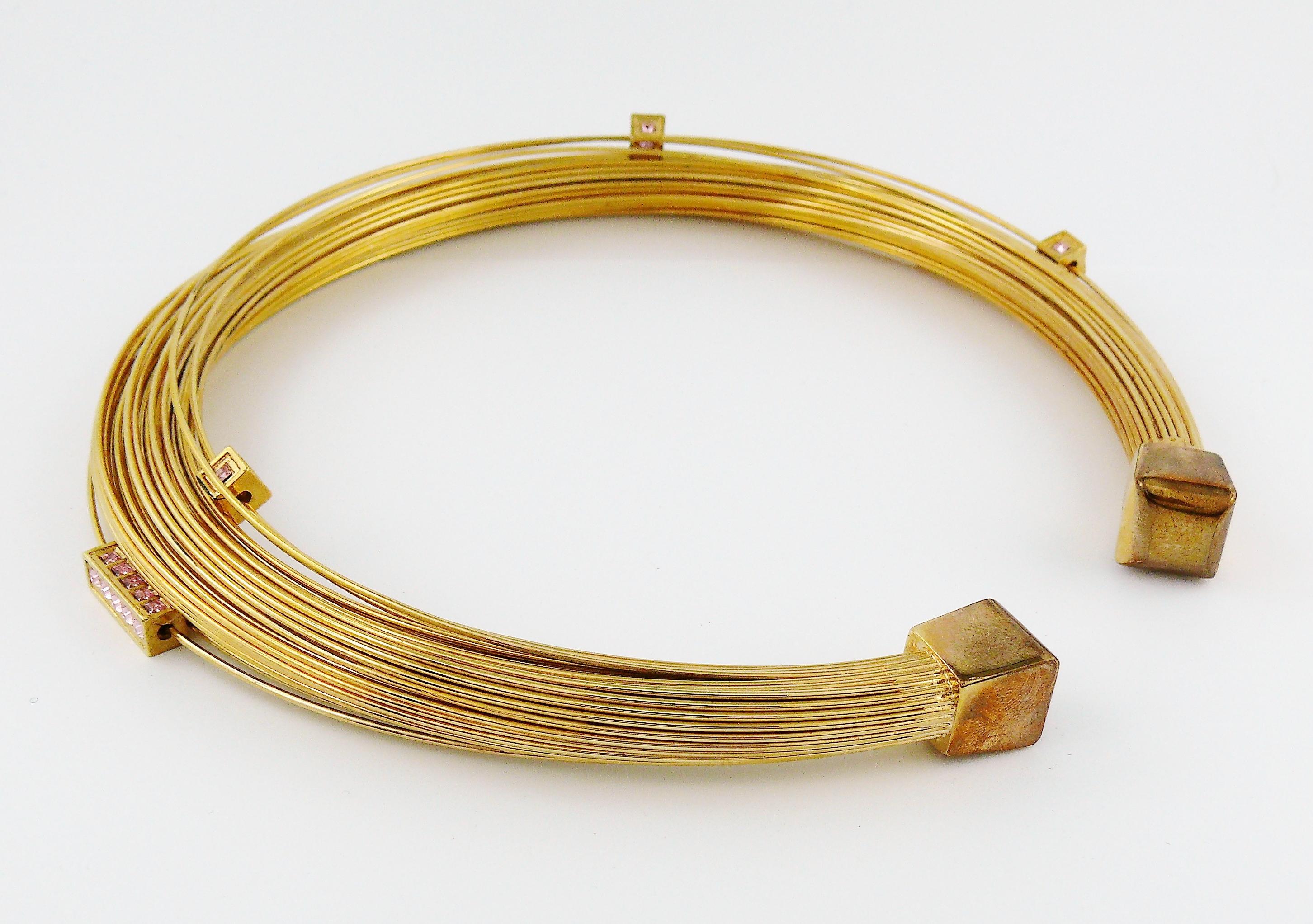 Thierry Mugler Vintage Gold Toned Bundled Wires Choker Necklace For Sale 1
