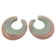 THIERRY MUGLER Vintage Grey & Pink Resin Hoop Earrings