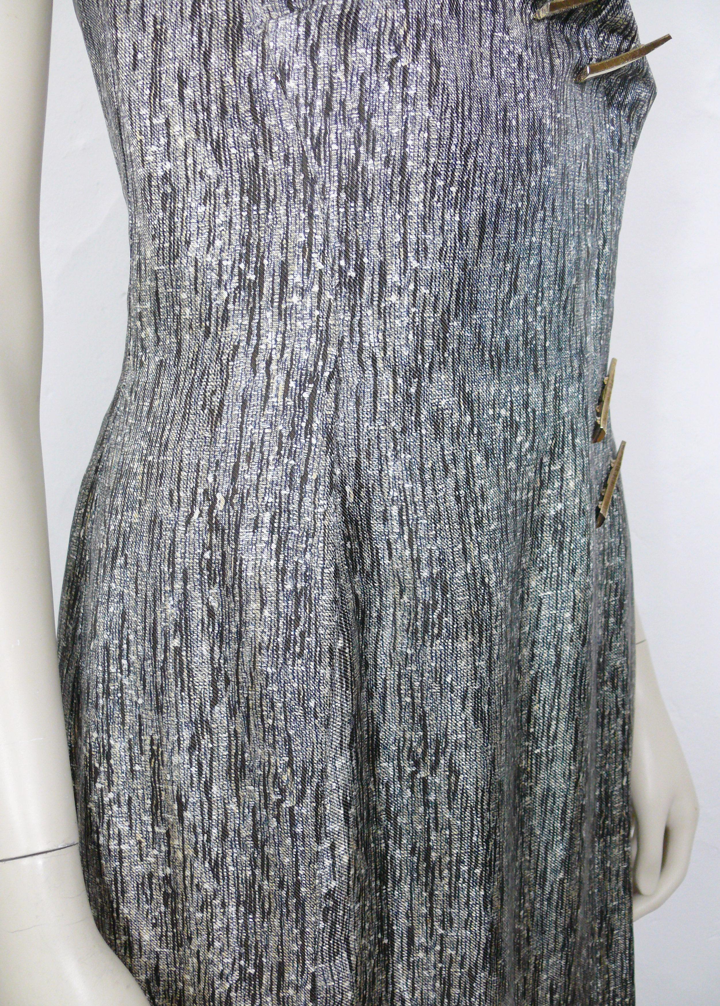 Donna Thierry Mugler, abito bustier in seta vintage Heather Brown con artigli dorati in vendita
