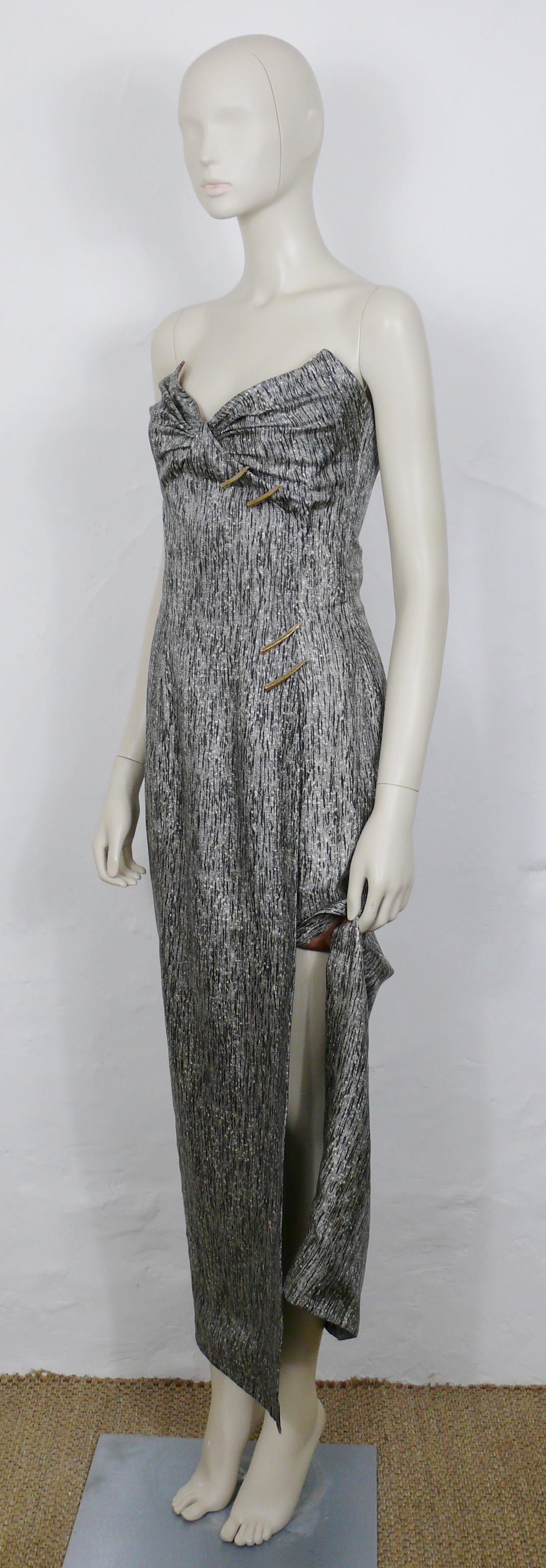 Thierry Mugler, abito bustier in seta vintage Heather Brown con artigli dorati in vendita 3