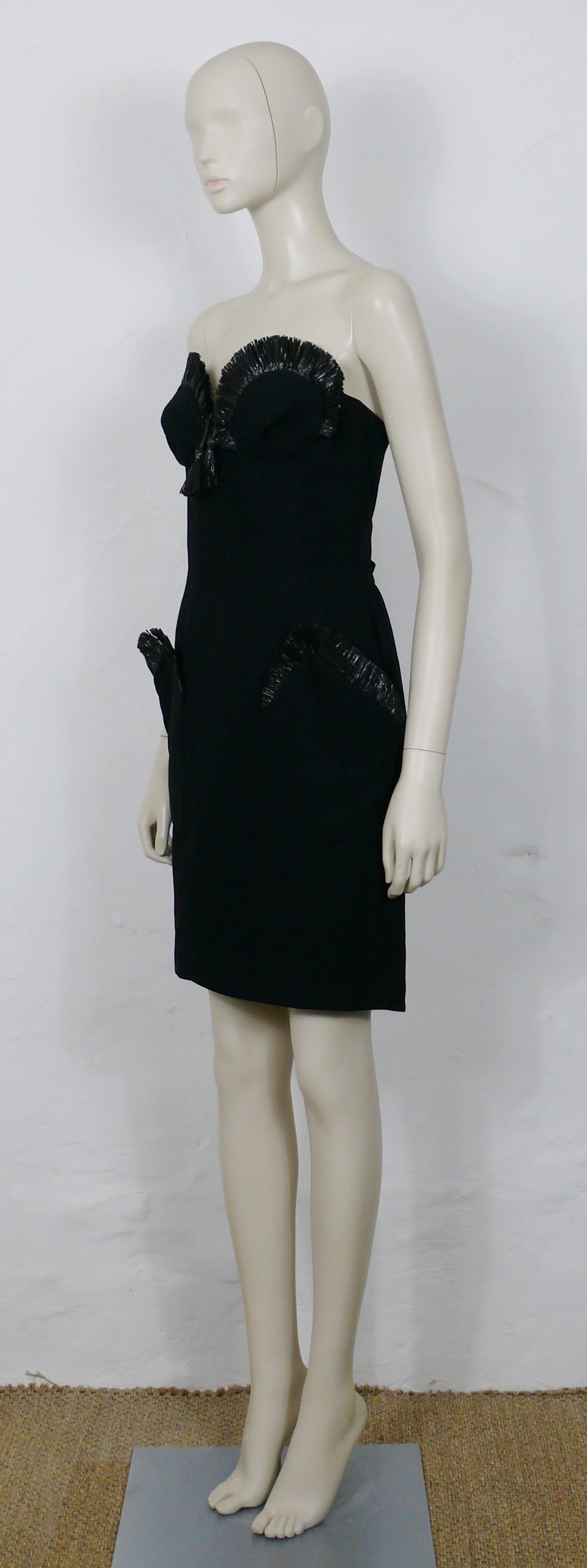Thierry Mugler Vintage Iconic Black Raffia Strapless Dress Spring/Summer 1995 2