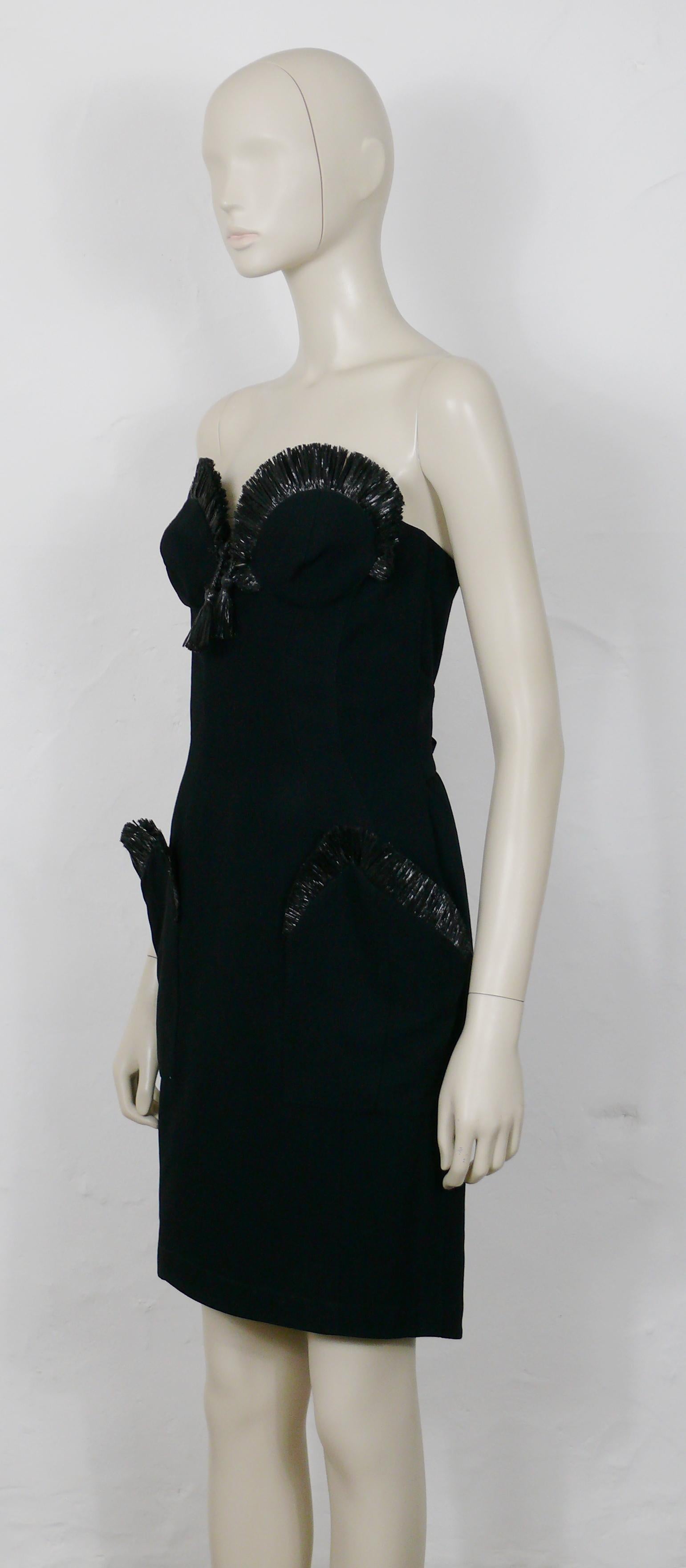 Thierry Mugler Vintage Iconic Black Raffia Strapless Dress Spring/Summer 1995 3