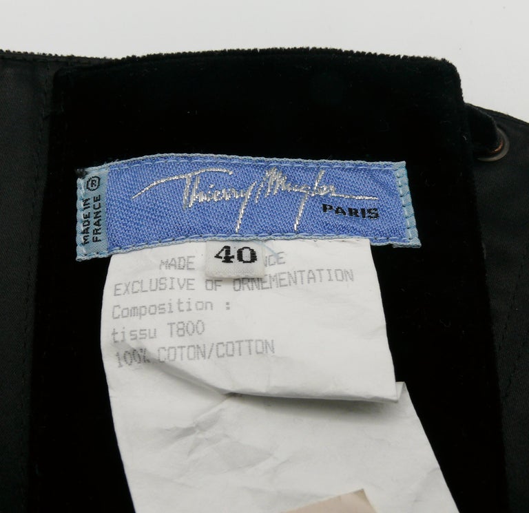 Thierry Mugler Vintage Iconic Black Velvet Padded Bustier Corset For ...