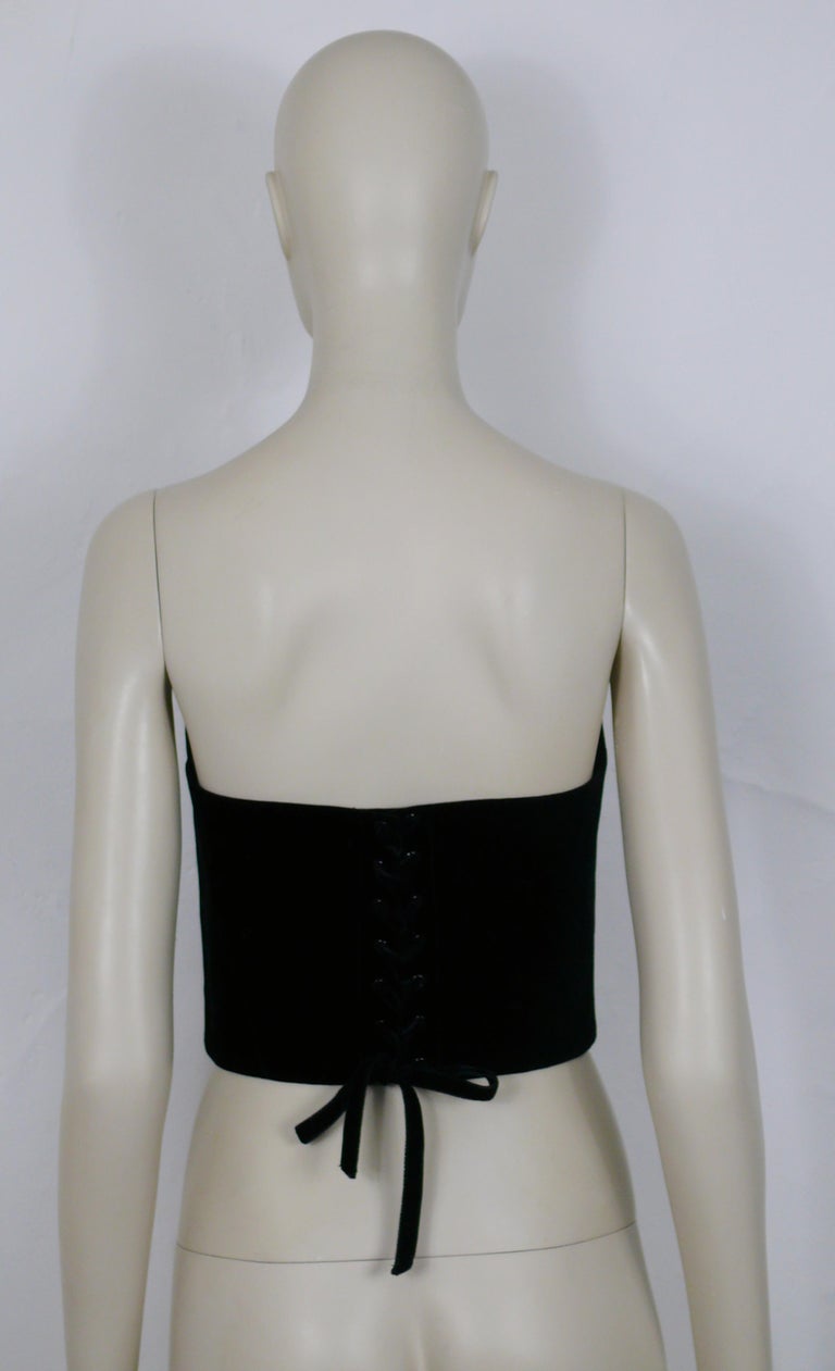 Thierry Mugler Vintage Iconic Black Velvet Padded Bustier Corset For Sale  at 1stDibs