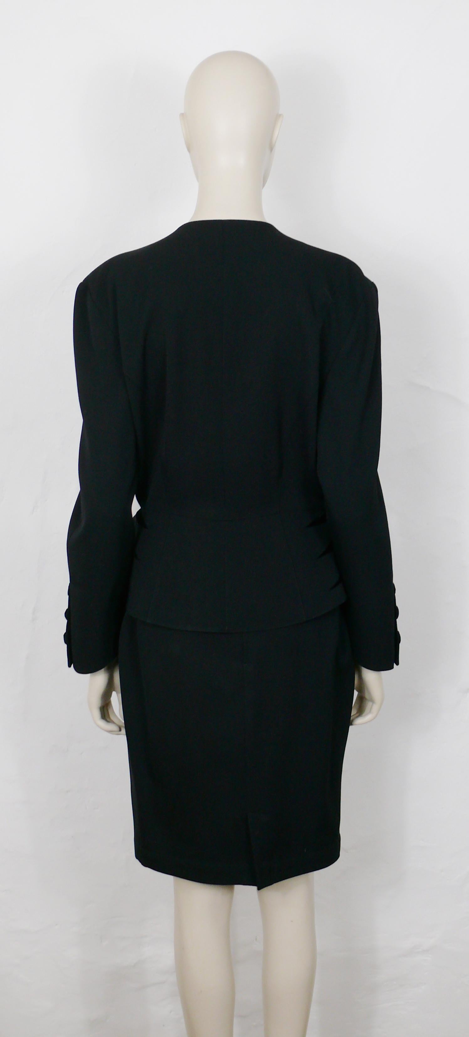 Thierry Mugler Vintage Iconic Black Worsted Wool and Velvet Claws Suit For Sale 8