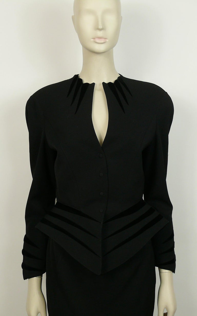 Thierry Mugler Vintage Iconic Black Worsted Wool and Velvet Claws Suit ...