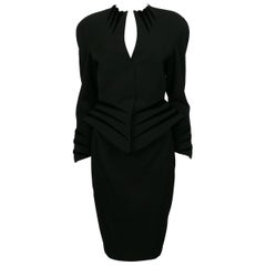 Thierry Mugler Vintage Iconic Black Worsted Wool and Velvet Claws Suit