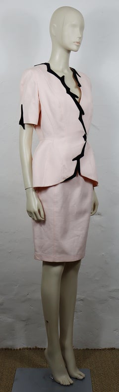 THIERRY MUGLER Vintage Iconic Pink Cotton Two-Piece Suit, Spring/Summer 1998