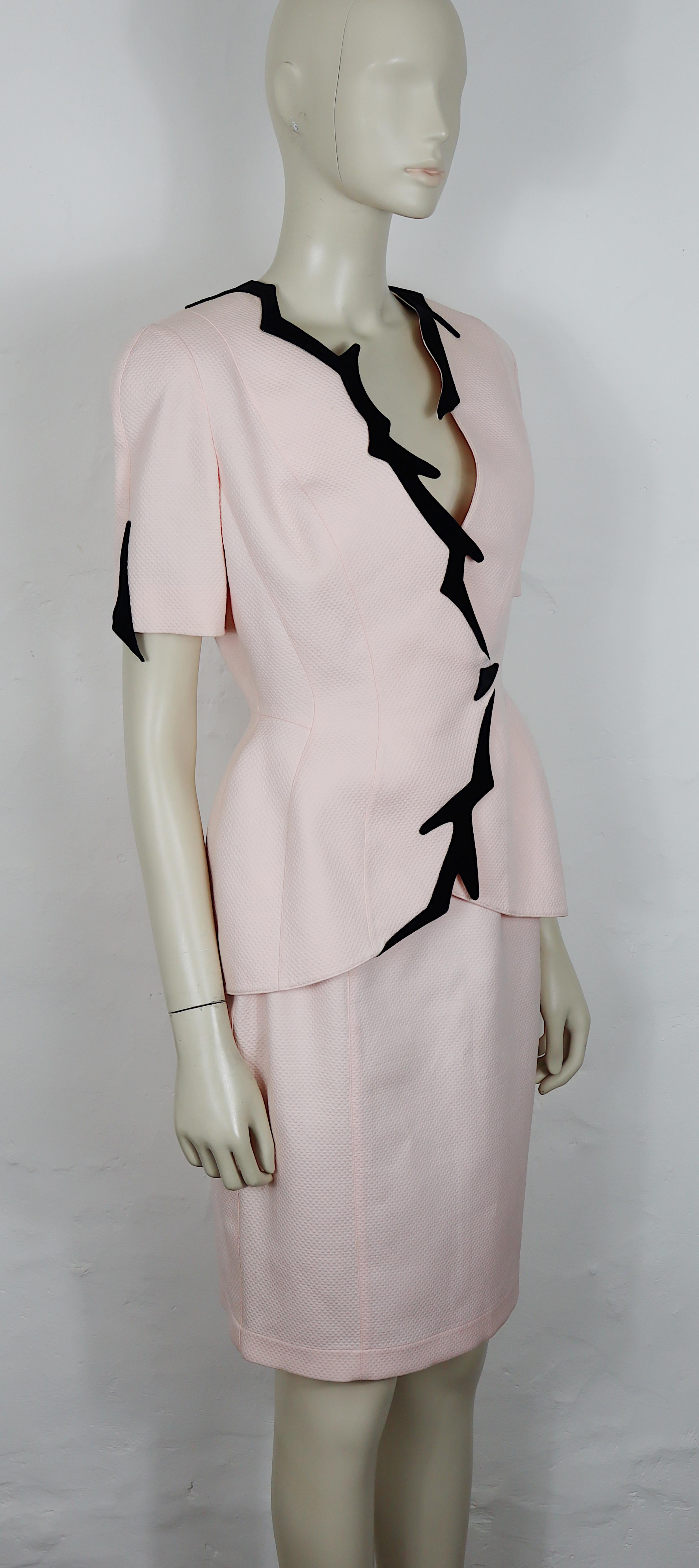 Thierry Mugler - Tuta due pezzi in cotone rosa iconico vintage, primavera/estate 1998 In condizioni buone in vendita a Nice, FR