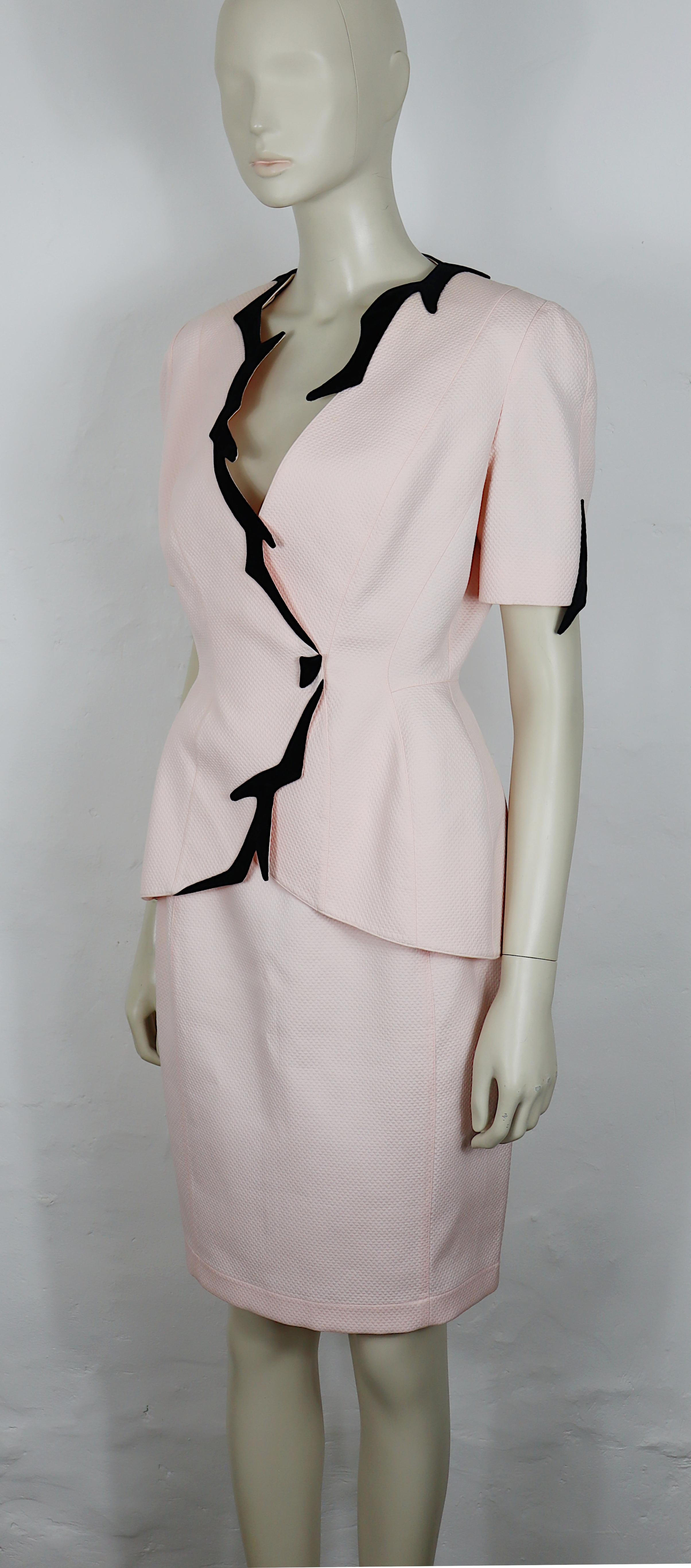 Thierry Mugler - Tuta due pezzi in cotone rosa iconico vintage, primavera/estate 1998 in vendita 1