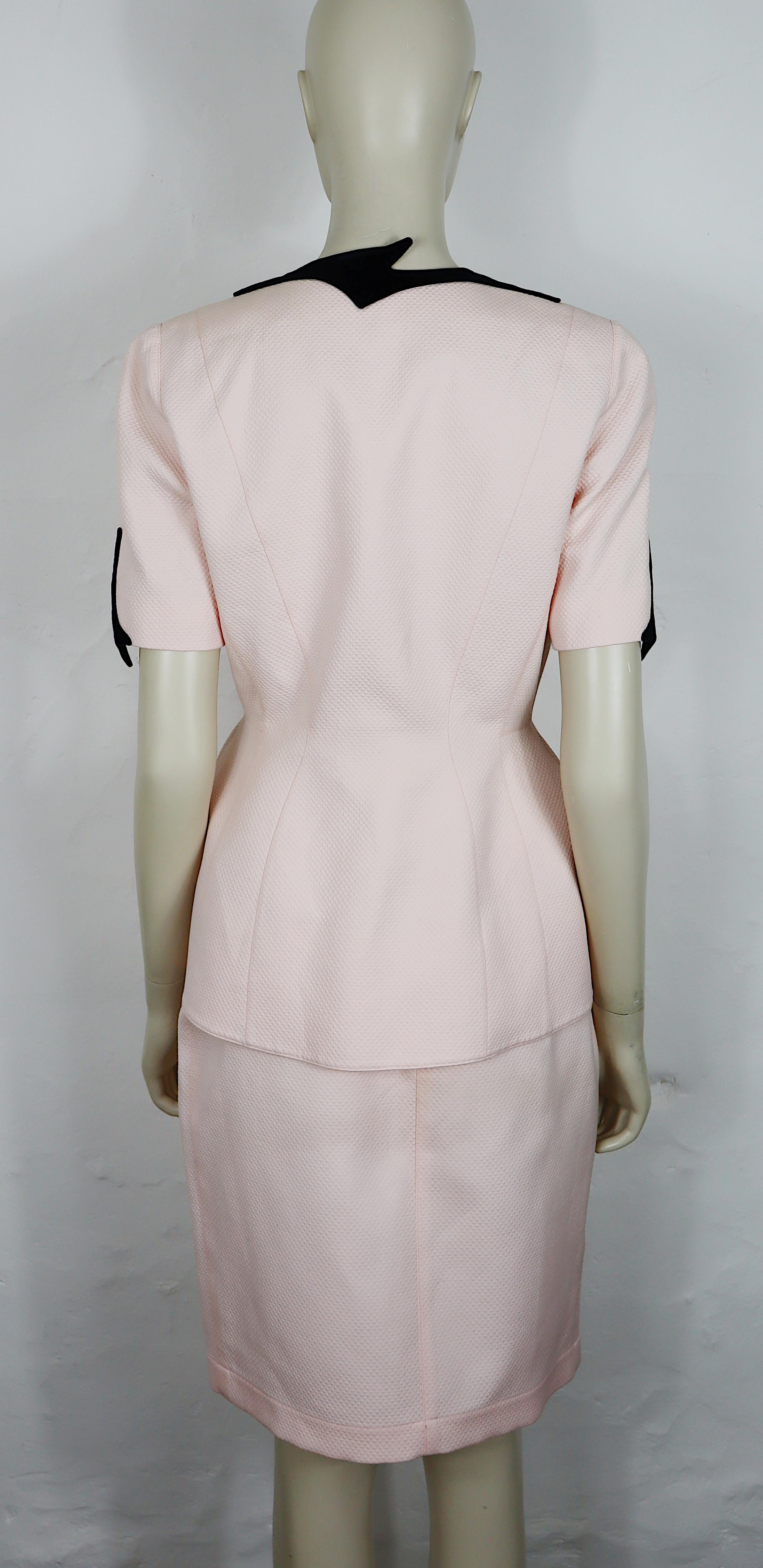 Thierry Mugler - Tuta due pezzi in cotone rosa iconico vintage, primavera/estate 1998 in vendita 2