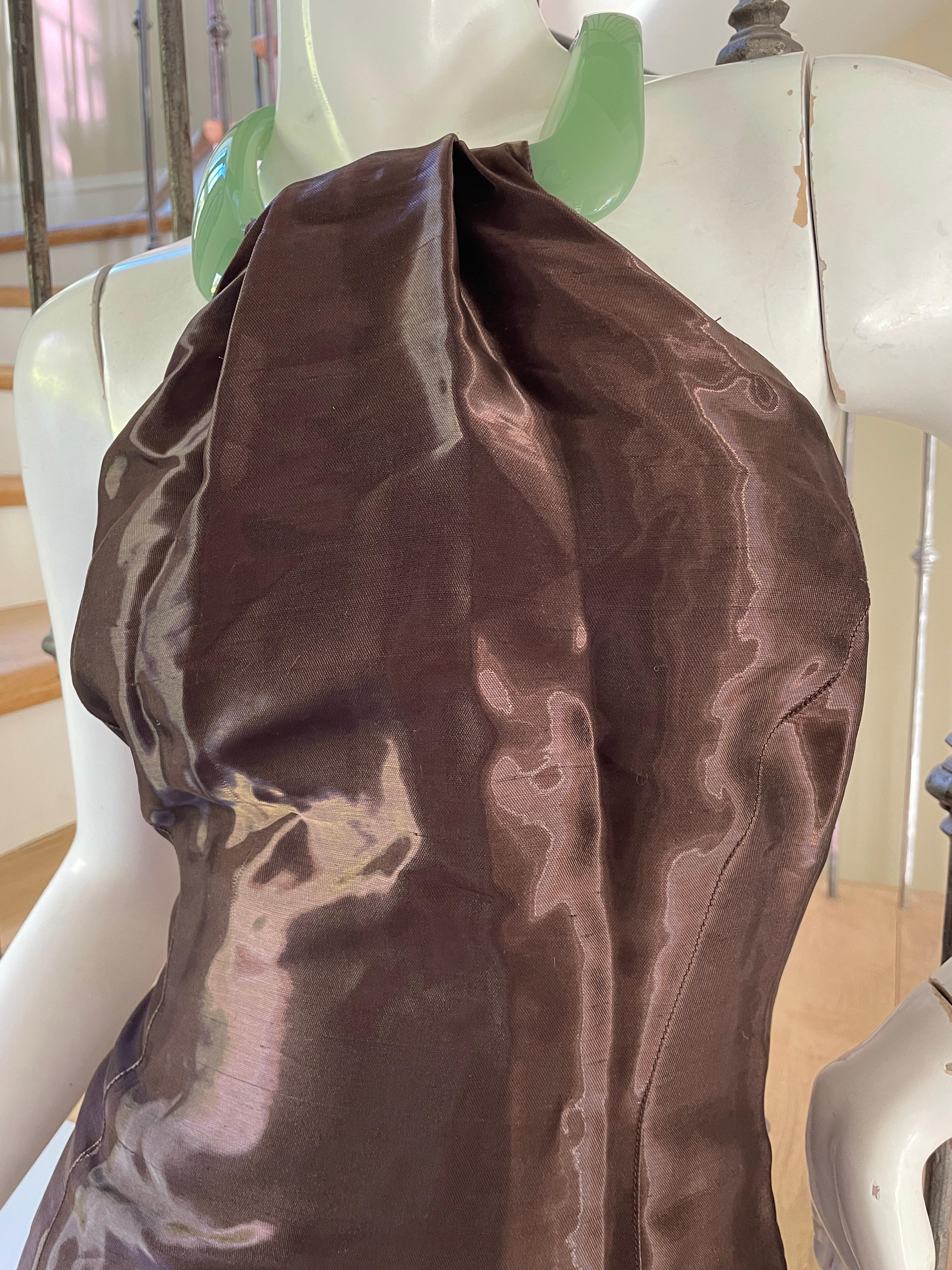 Thierry Mugler Vintage schillernde Cocktailkleid mit Jade Ring Scharnier Halskette Damen