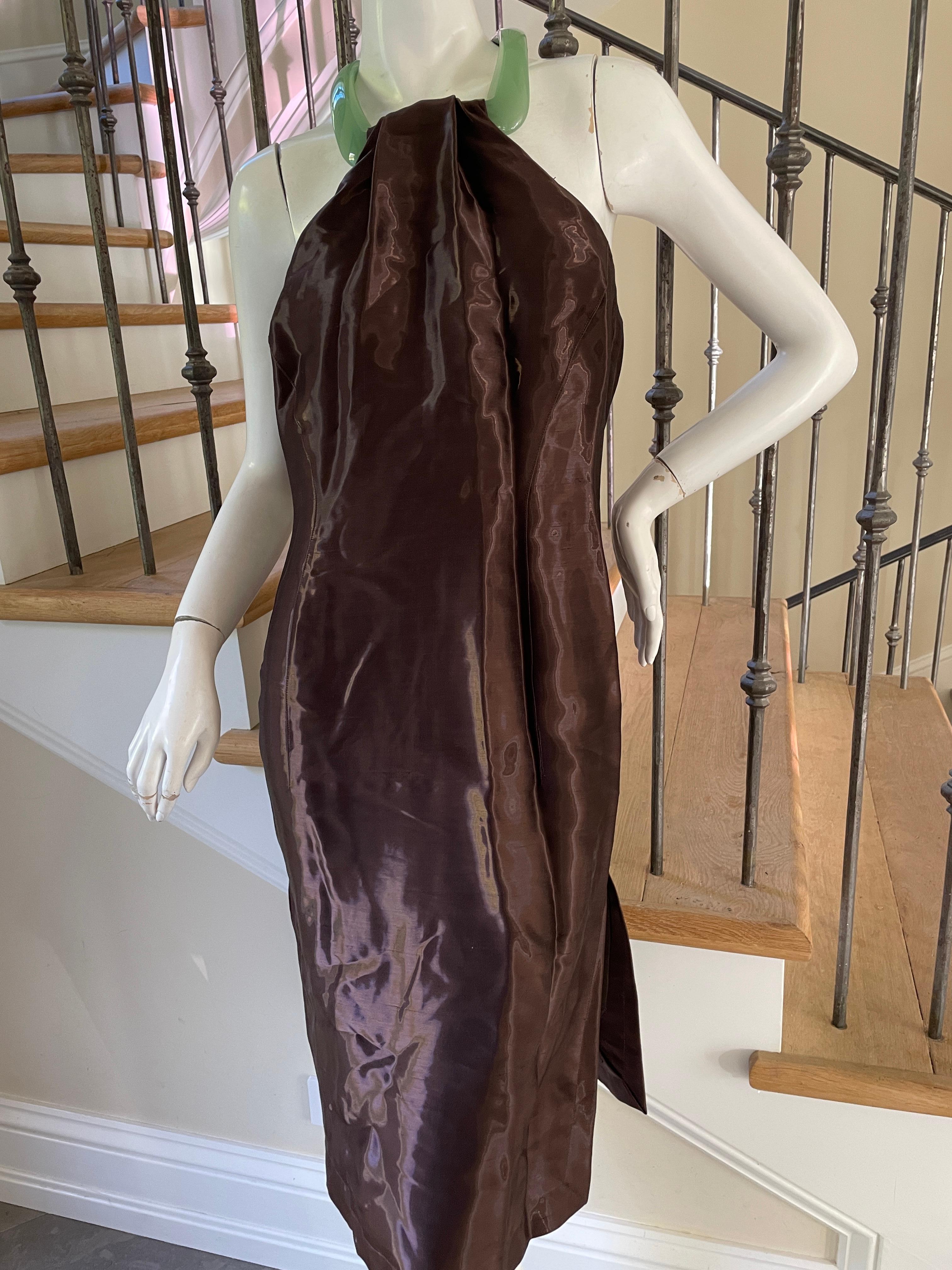 Thierry Mugler Vintage schillernde Cocktailkleid mit Jade Ring Scharnier Halskette 1