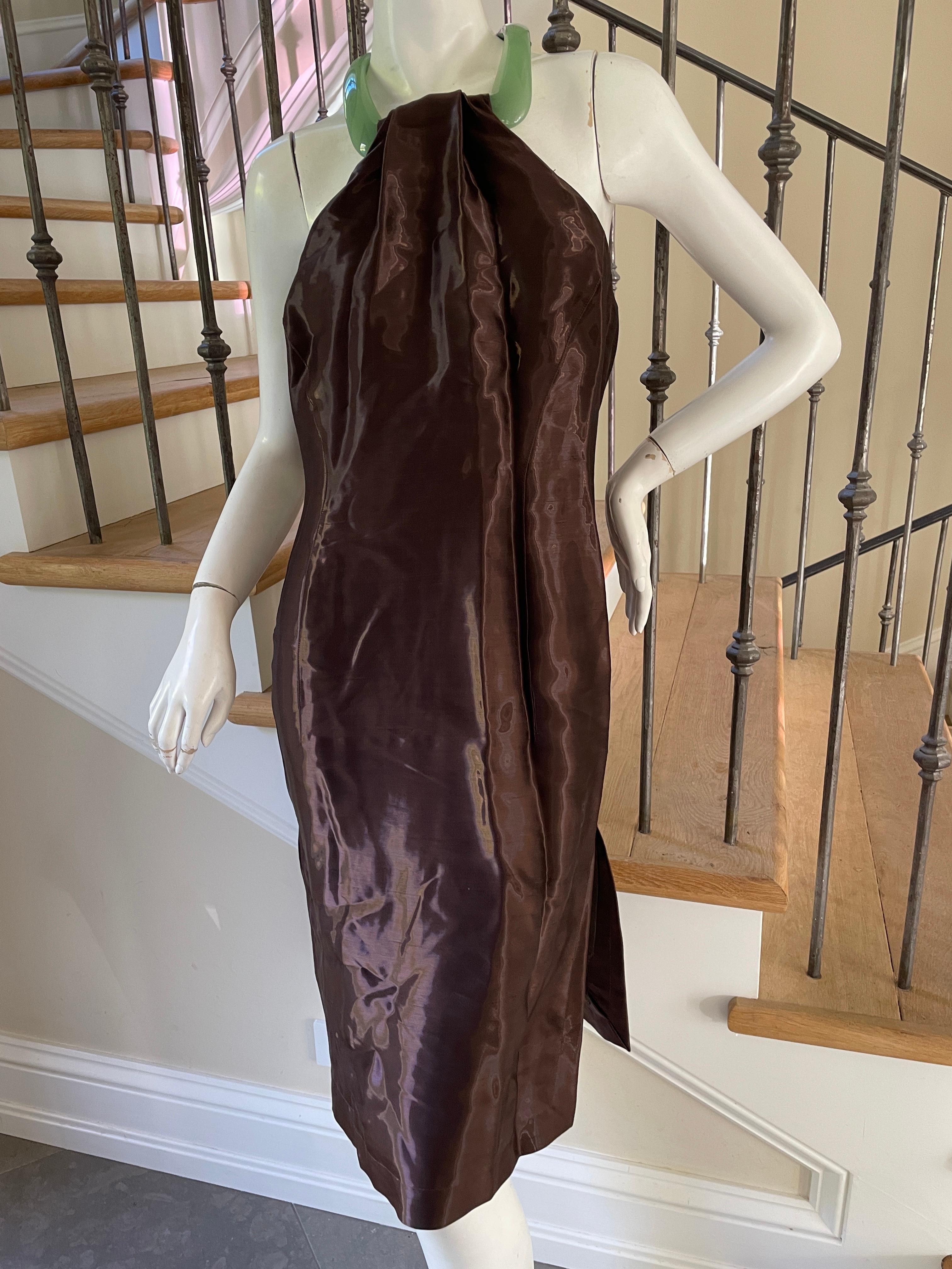 Thierry Mugler Vintage schillernde Cocktailkleid mit Jade Ring Scharnier Halskette 2