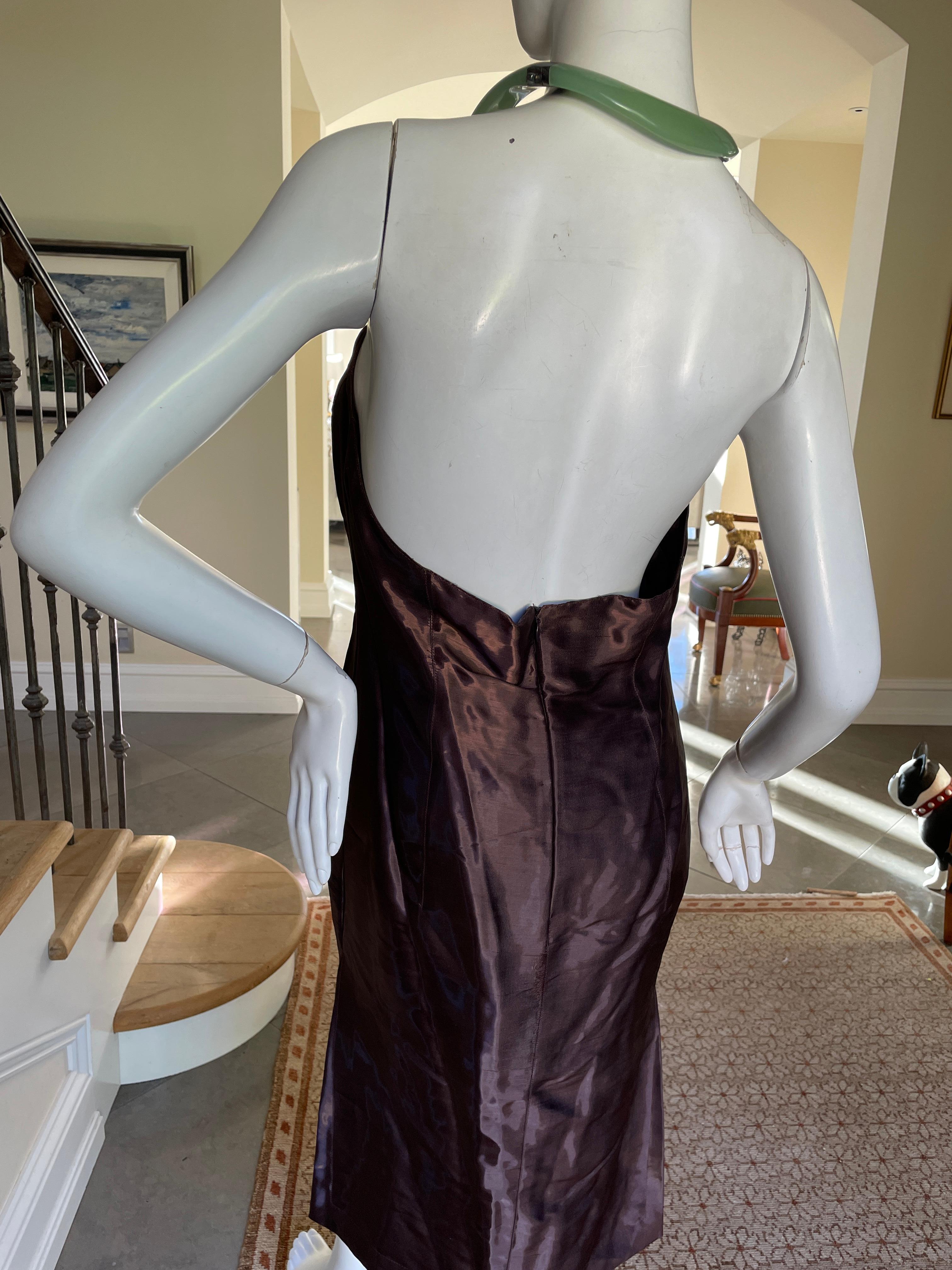 Thierry Mugler Vintage schillernde Cocktailkleid mit Jade Ring Scharnier Halskette 3