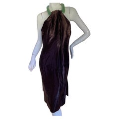 Thierry Mugler Vintage schillernde Cocktailkleid mit Jade Ring Scharnier Halskette