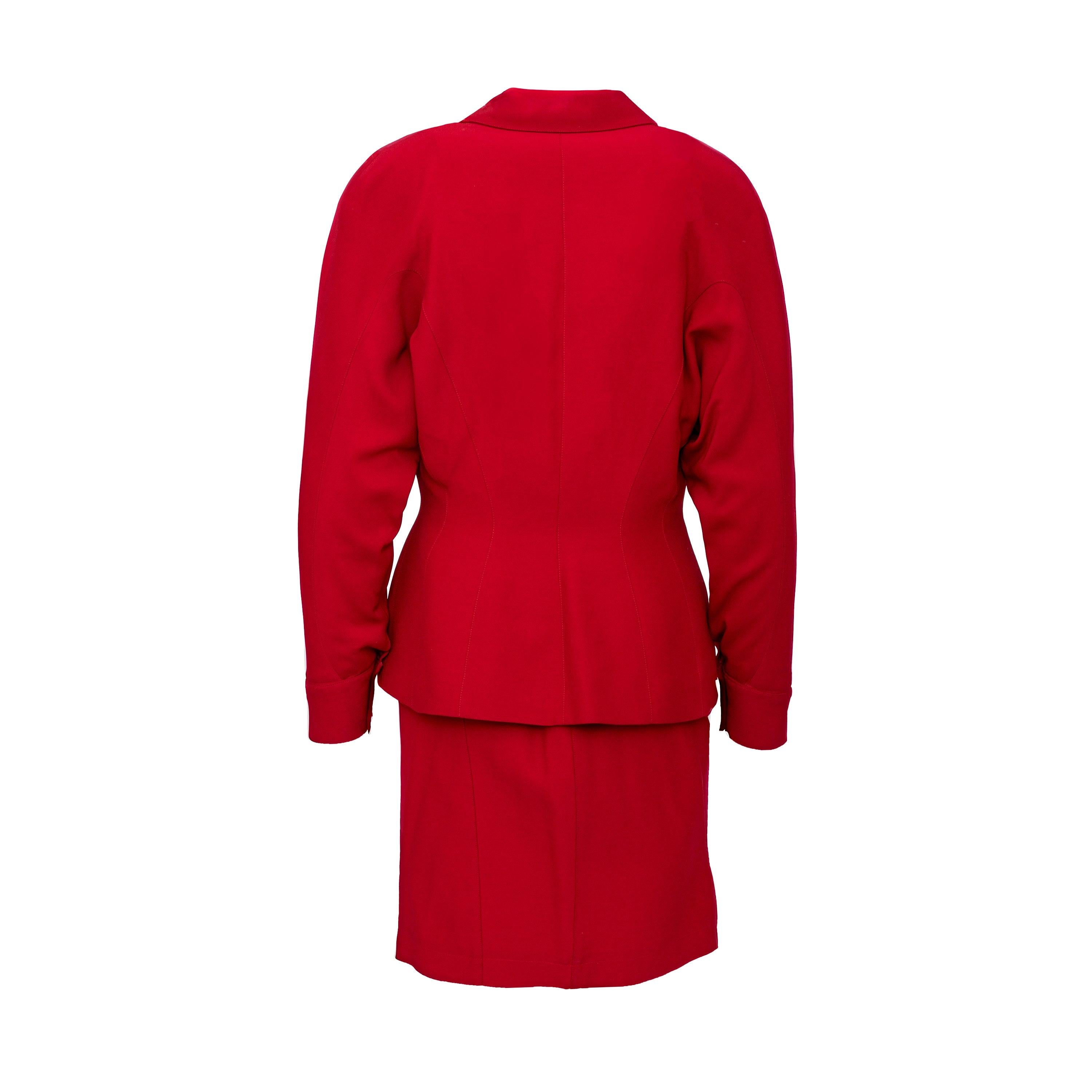 Red Thierry Mugler Vintage Jacket and Skirt Set - '80s For Sale
