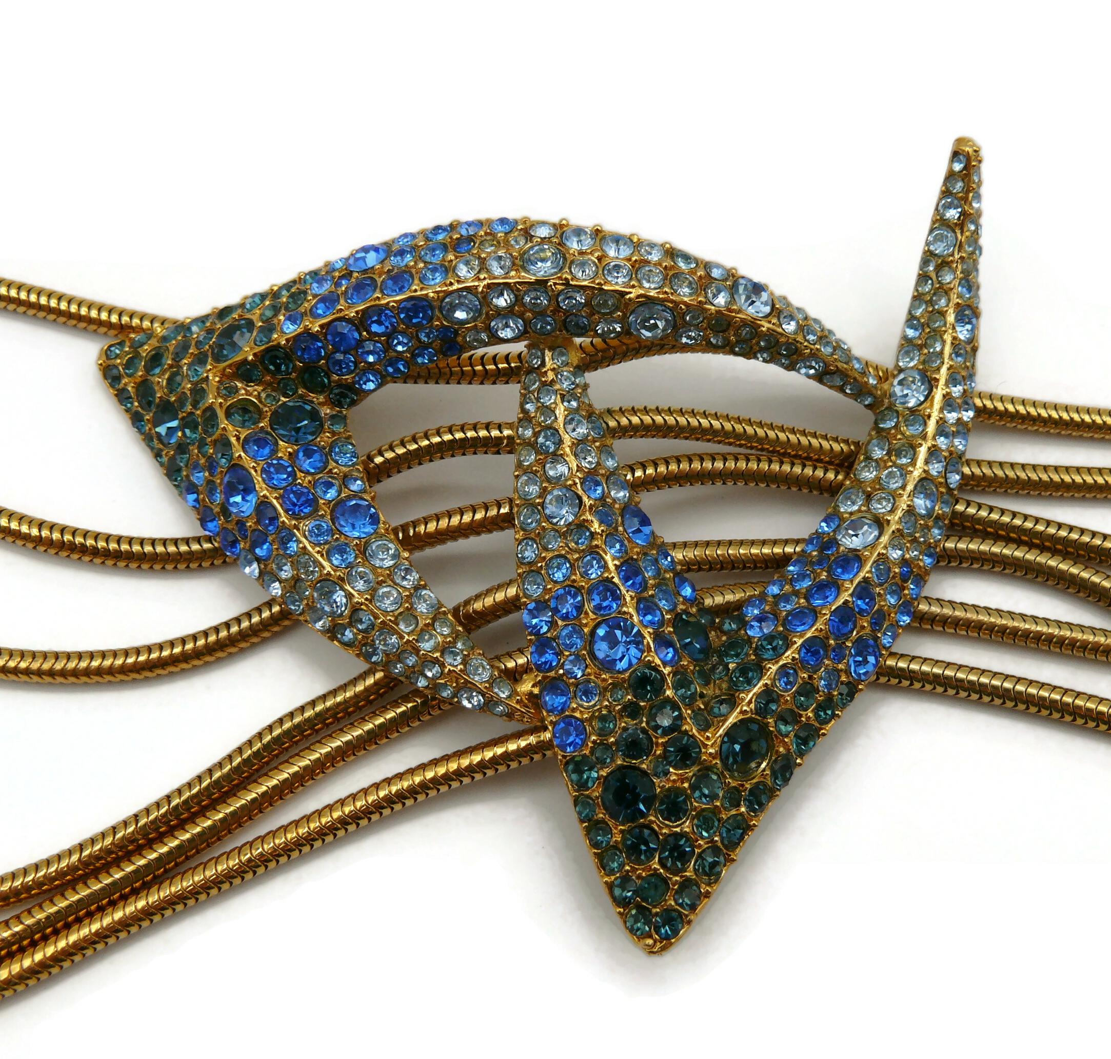 THIERRY MUGLER Vintage Jewelled Claw Centrepiece Collar Necklace For Sale 3