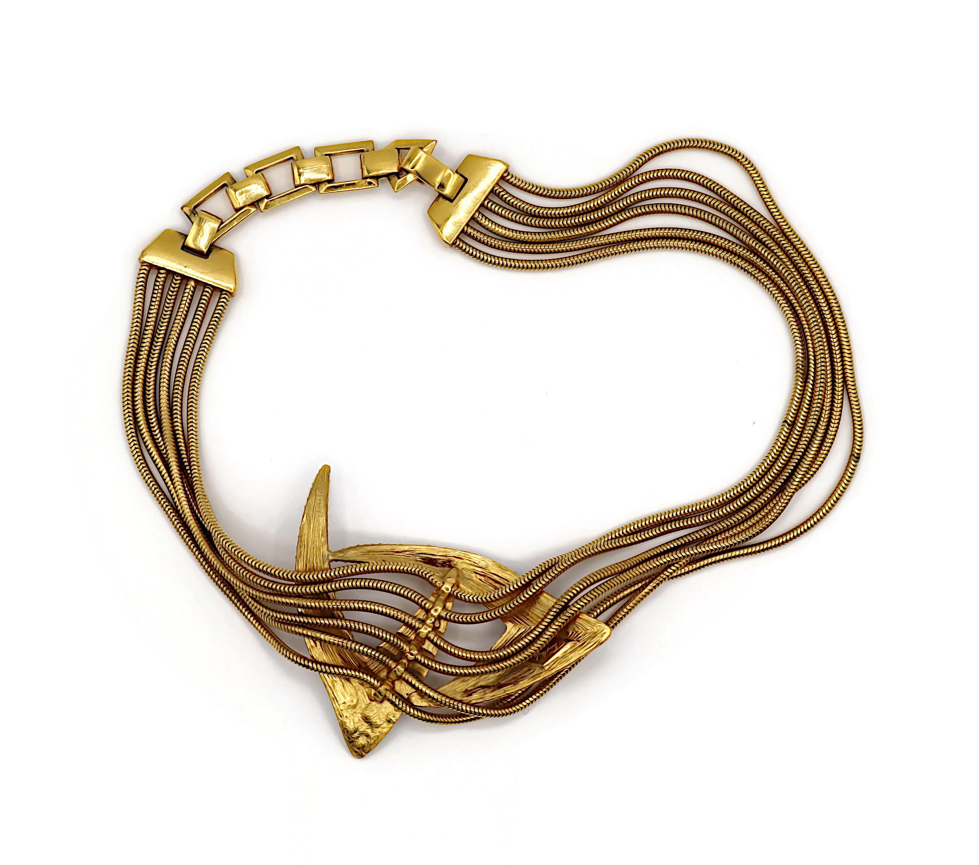THIERRY MUGLER Vintage Jewelled Claw Centrepiece Collar Necklace For Sale 6
