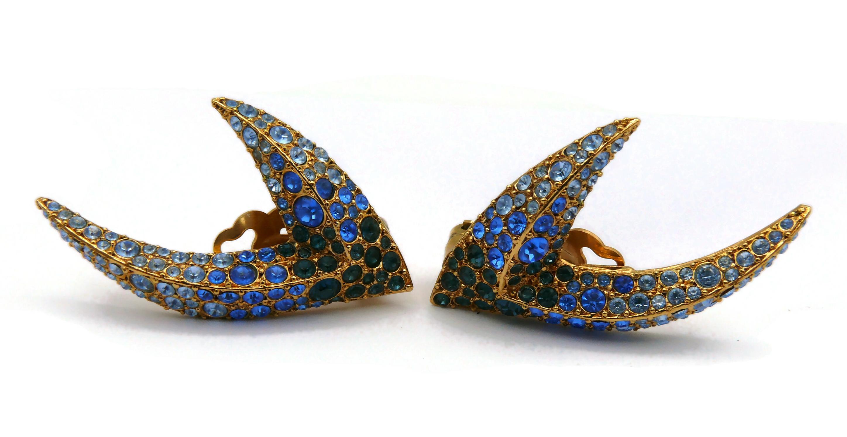 THIERRY MUGLER Vintage Jewelled Clip-On Earrings In Excellent Condition In Nice, FR
