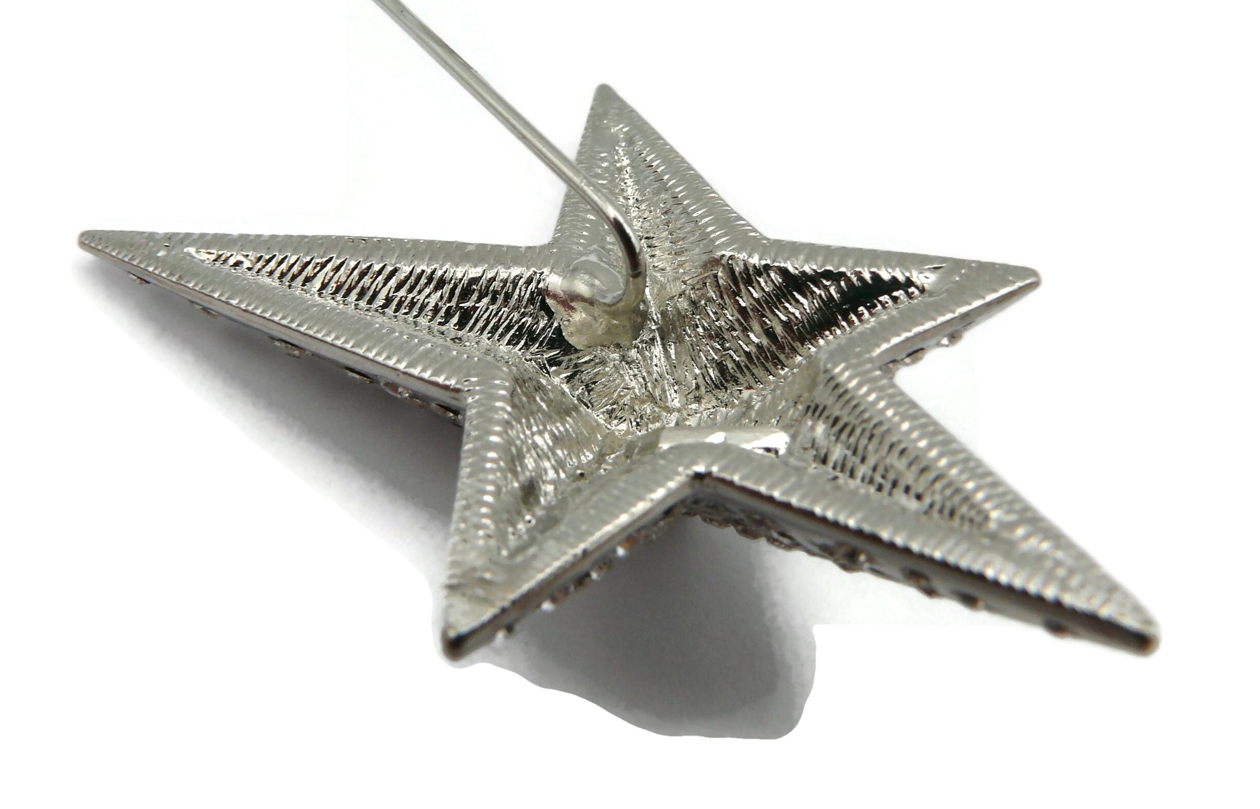 THIERRY MUGLER Vintage Jewelled Silver Tone Iconic Star Lapel Pin For Sale 5